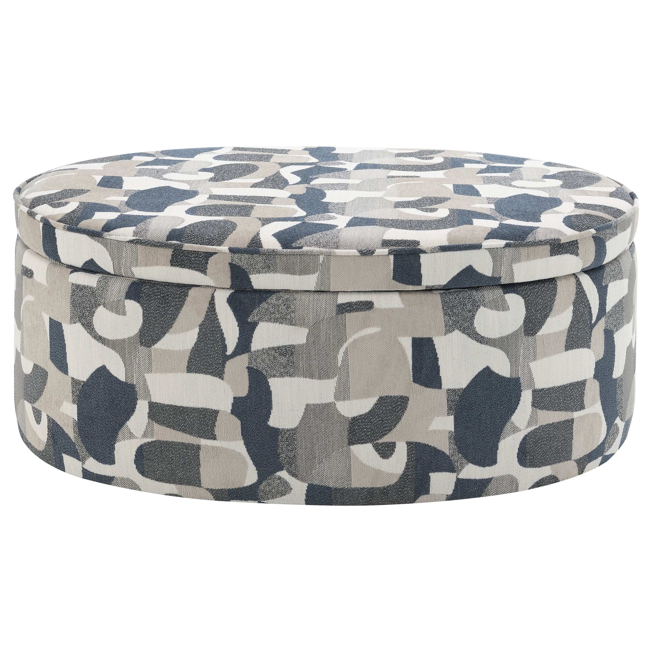 Tomkins Oval Upholstered Storage Ottoman Indigo Blue — view 5