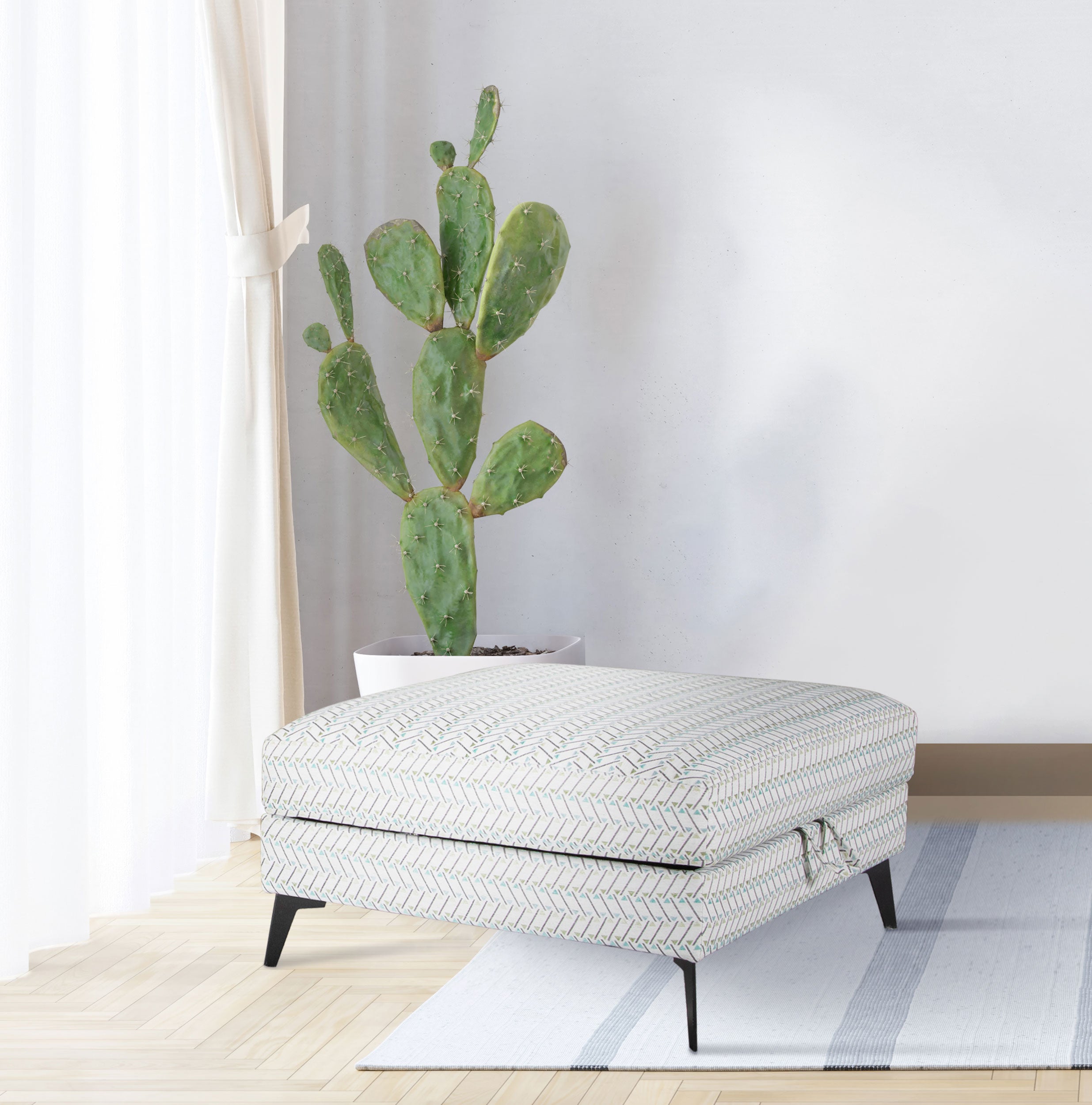 Clint Square Upholstered Tufted Storage Ottoman Aloe — view 2