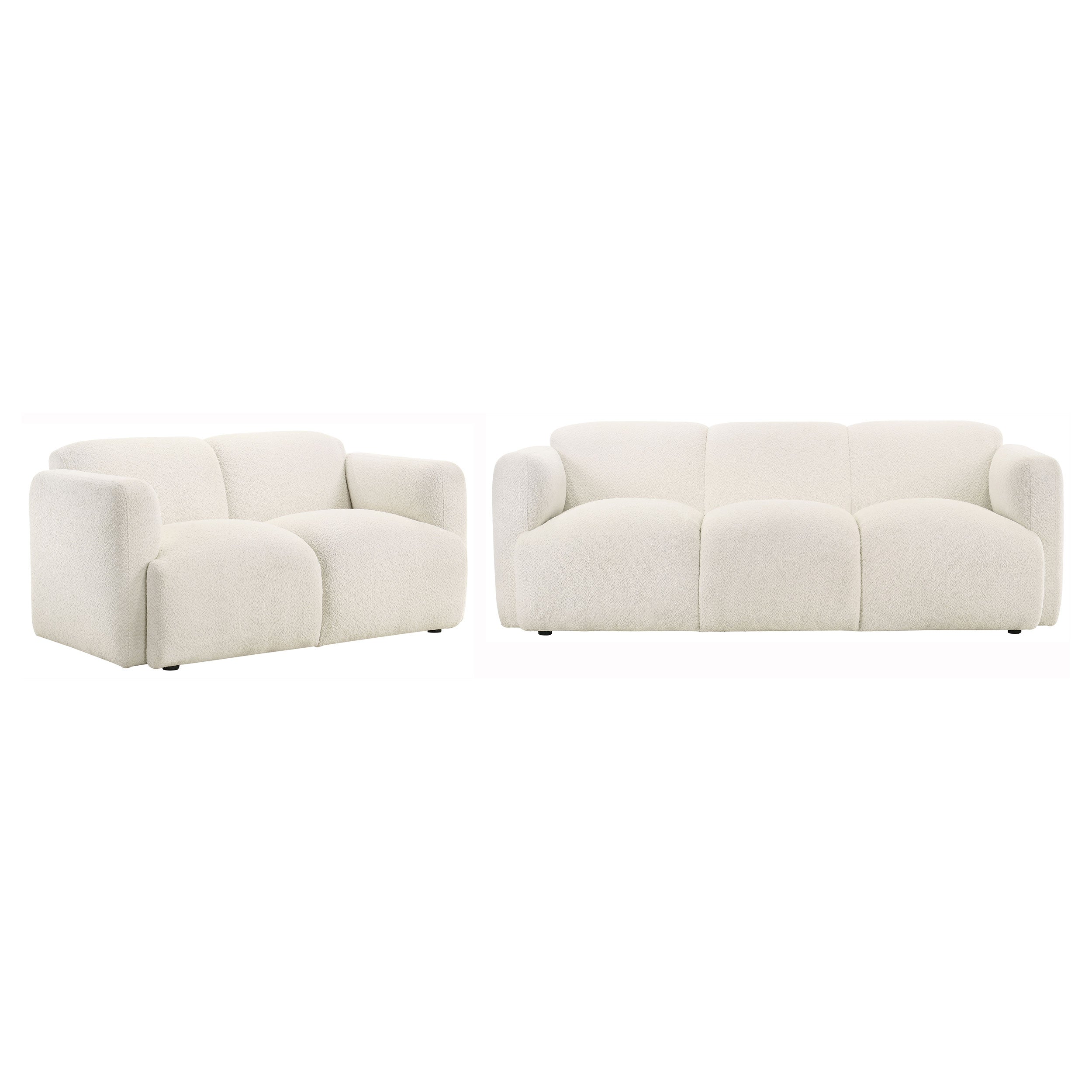 Dorset 2-piece Upholstered Round Track Arm Sofa Set White — view 2