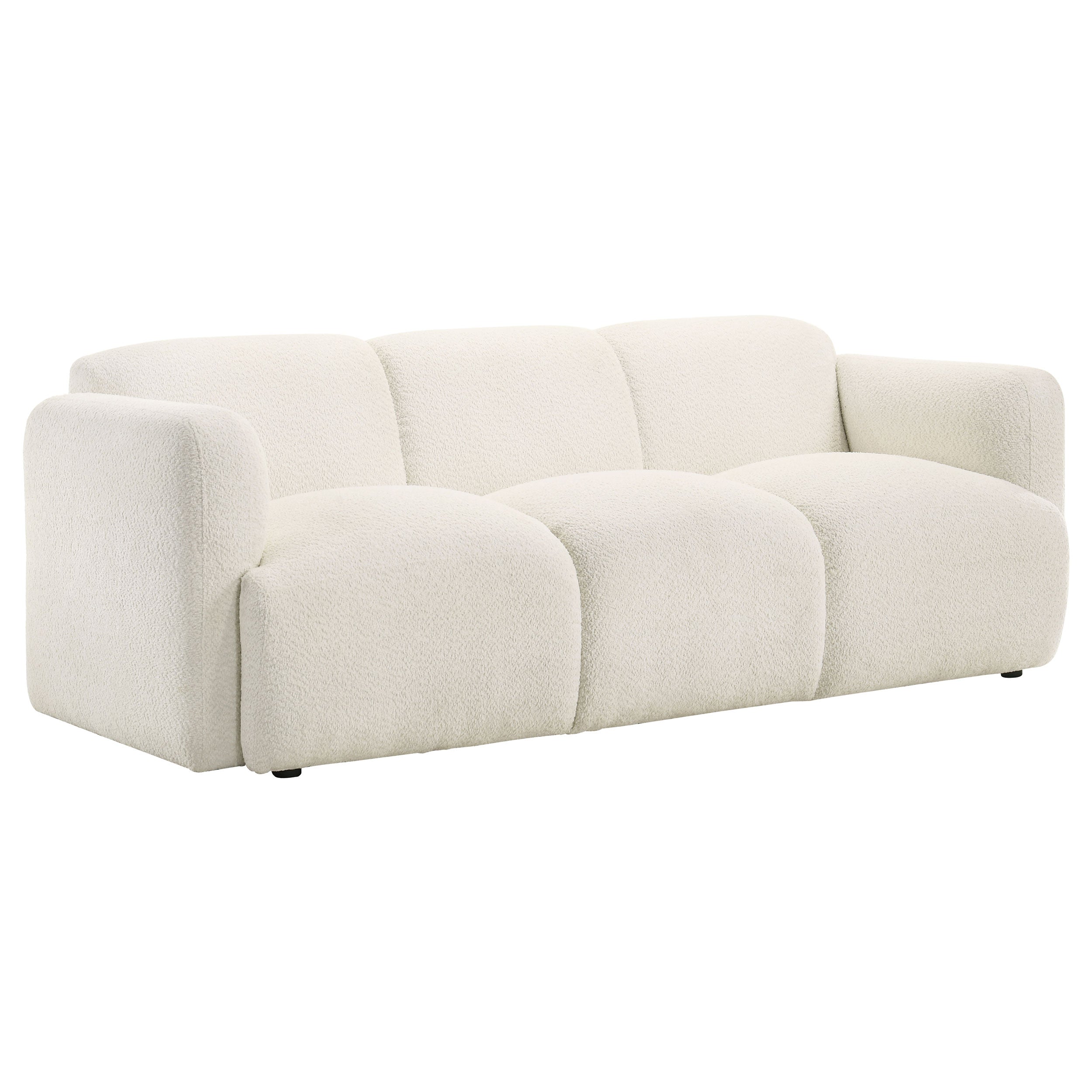 Dorset Fabric Upholstered Round Track Arm Sofa White — view 1