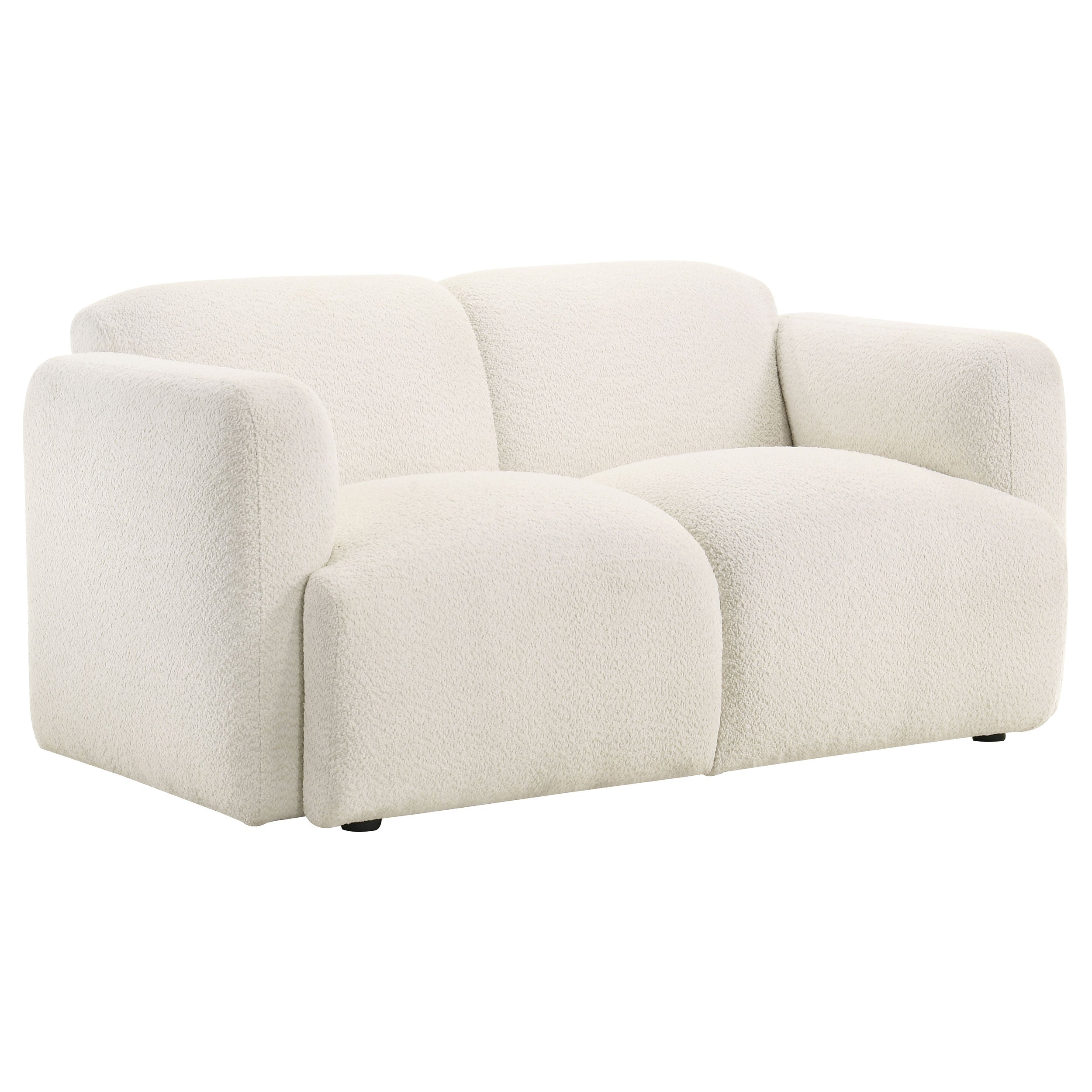 Dorset Fabric Upholstered Round Track Arm Loveseat White — view 1