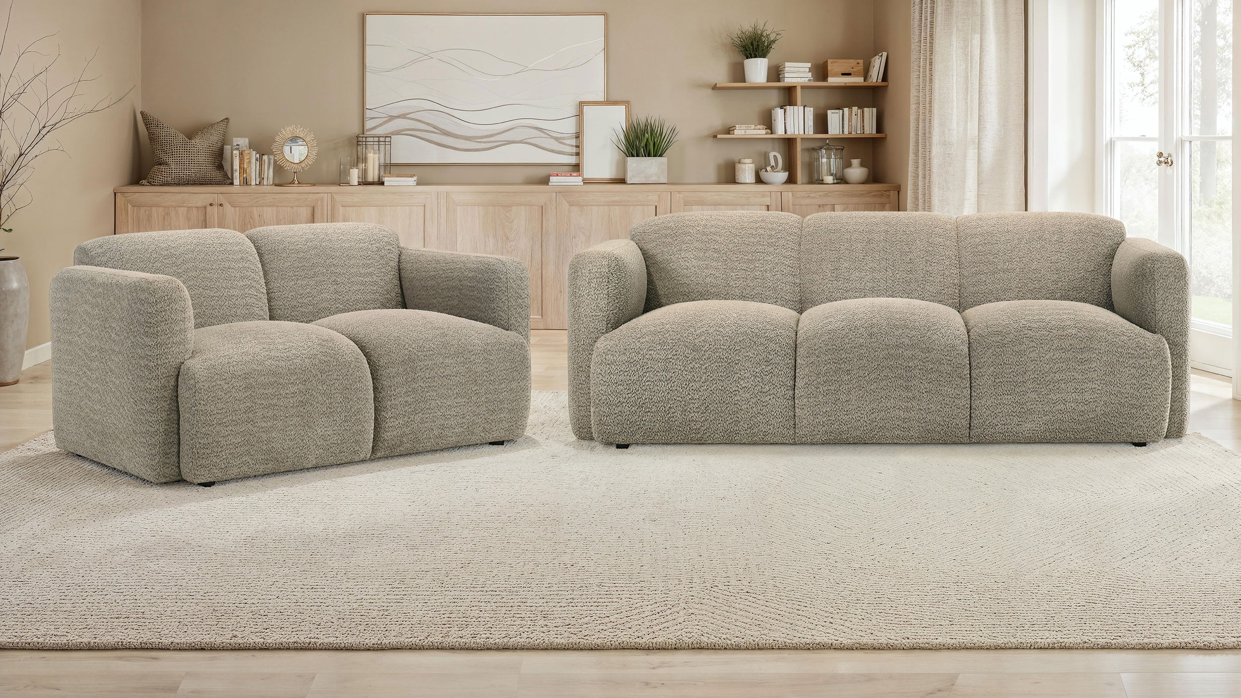 Dorset 2-piece Upholstered Round Track Arm Sofa Set Brown — view 1