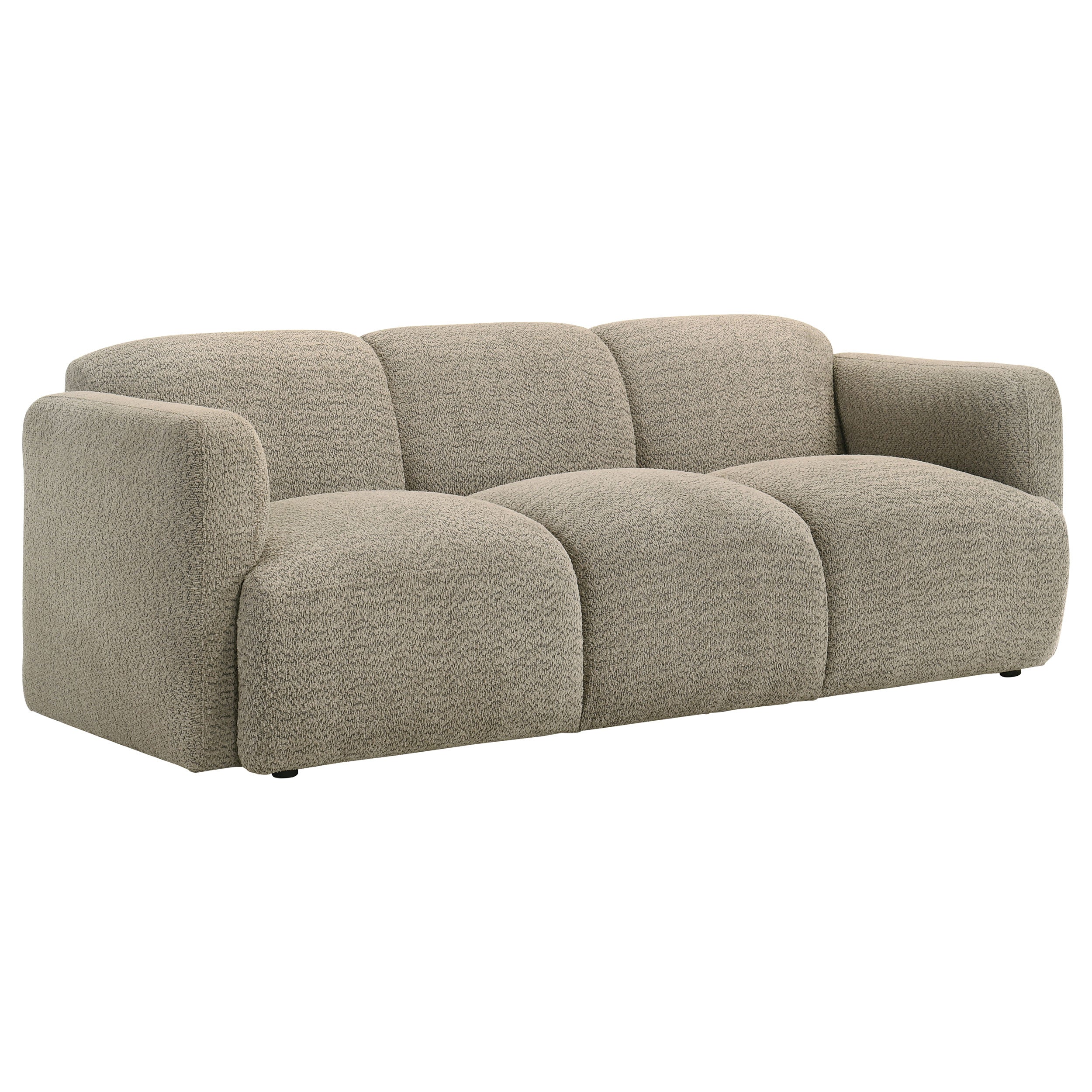 Dorset Fabric Upholstered Round Track Arm Sofa Brown — view 1