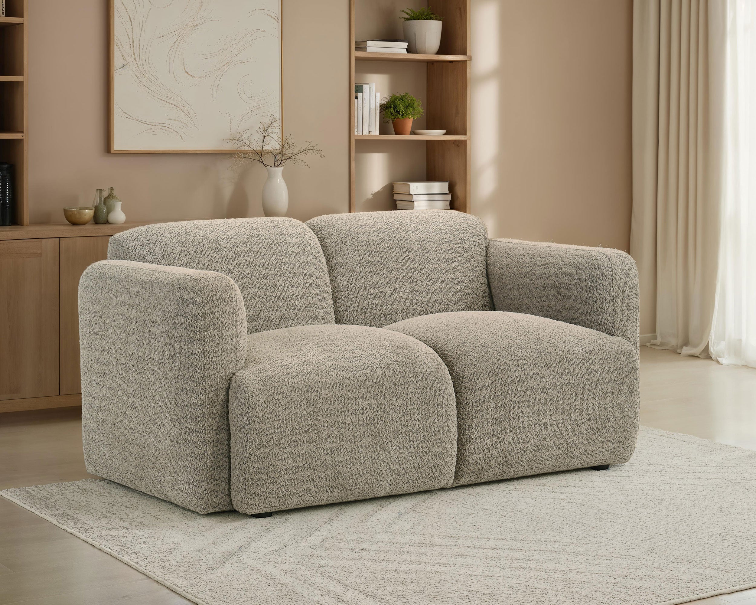Dorset Fabric Upholstered Round Track Arm Loveseat Brown — view 2