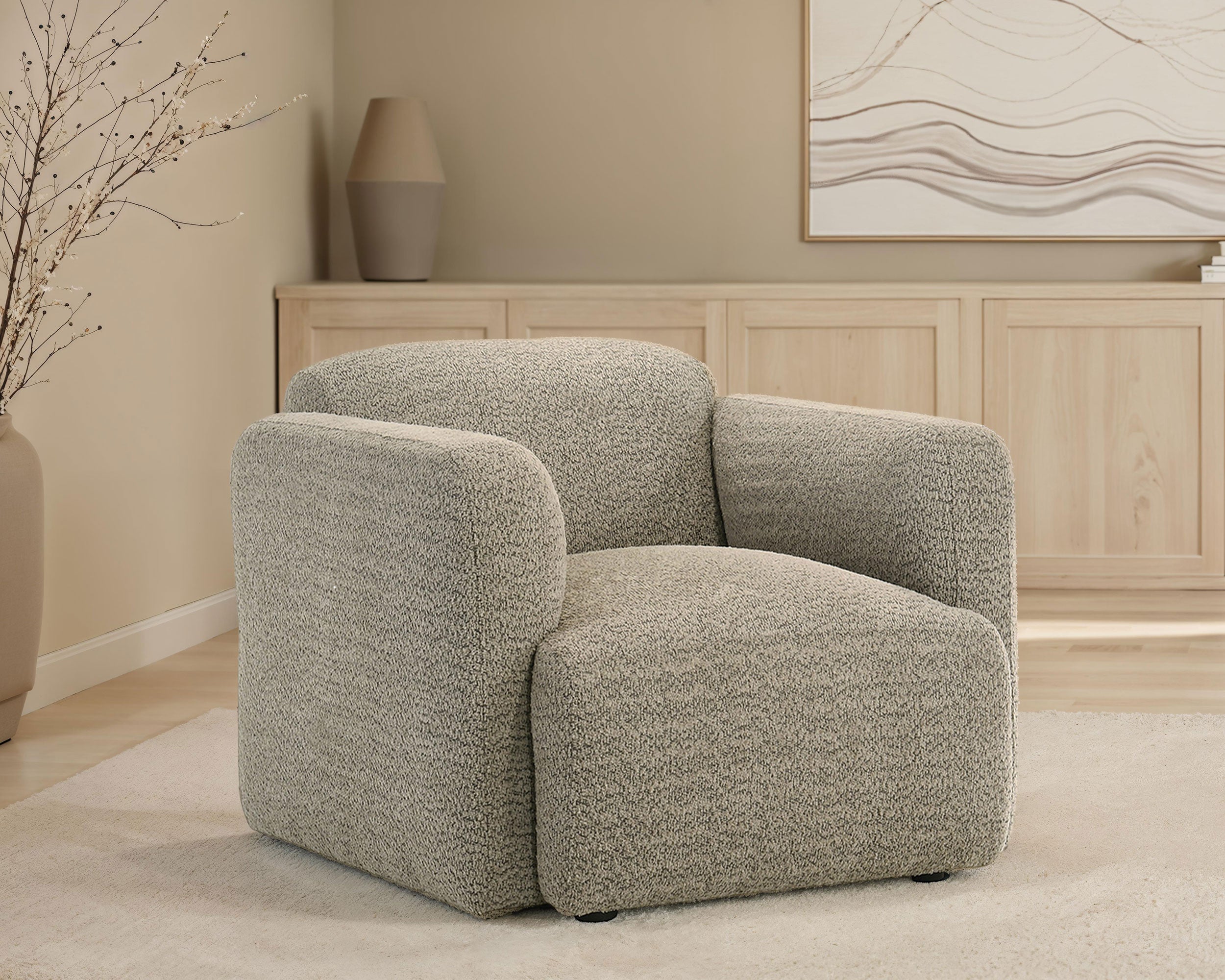 Dorset Fabric Upholstered Round Track Arm Accent Chair Brown — view 2