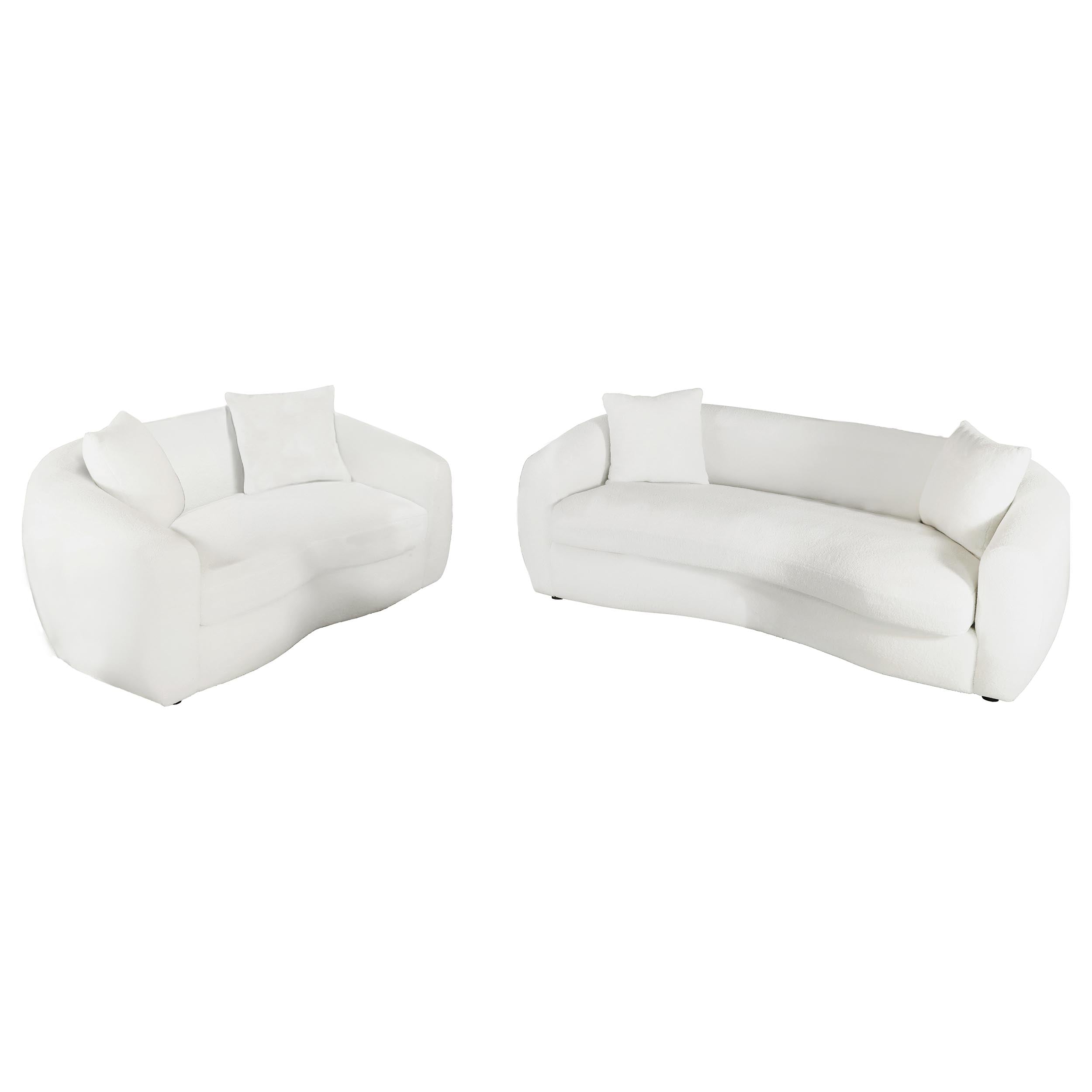 Isabella 2-piece Faux Sheepskin Upholstered Sofa Set Natural — view 2