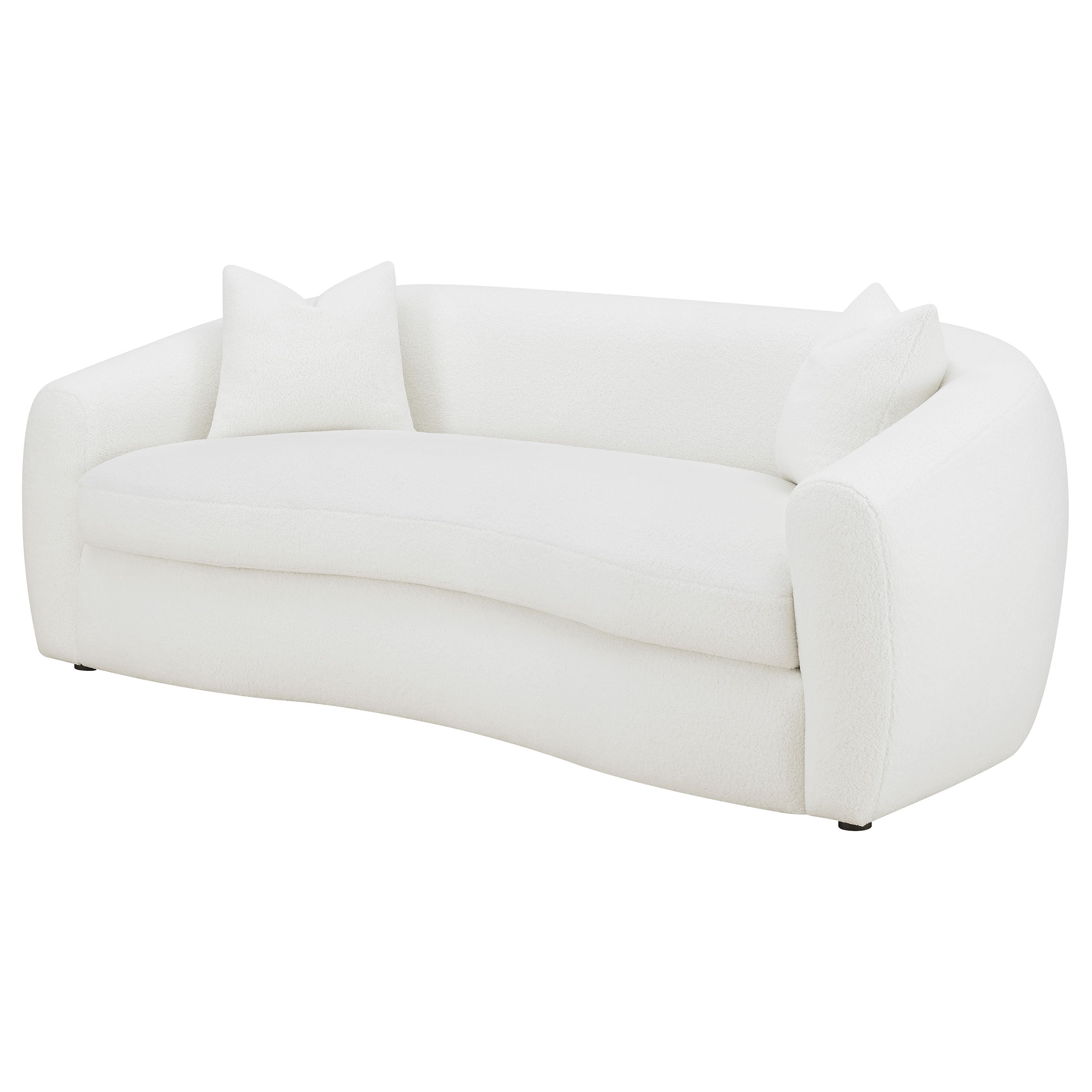 Isabella Faux Sheepskin Upholstered Sofa Natural — view 4