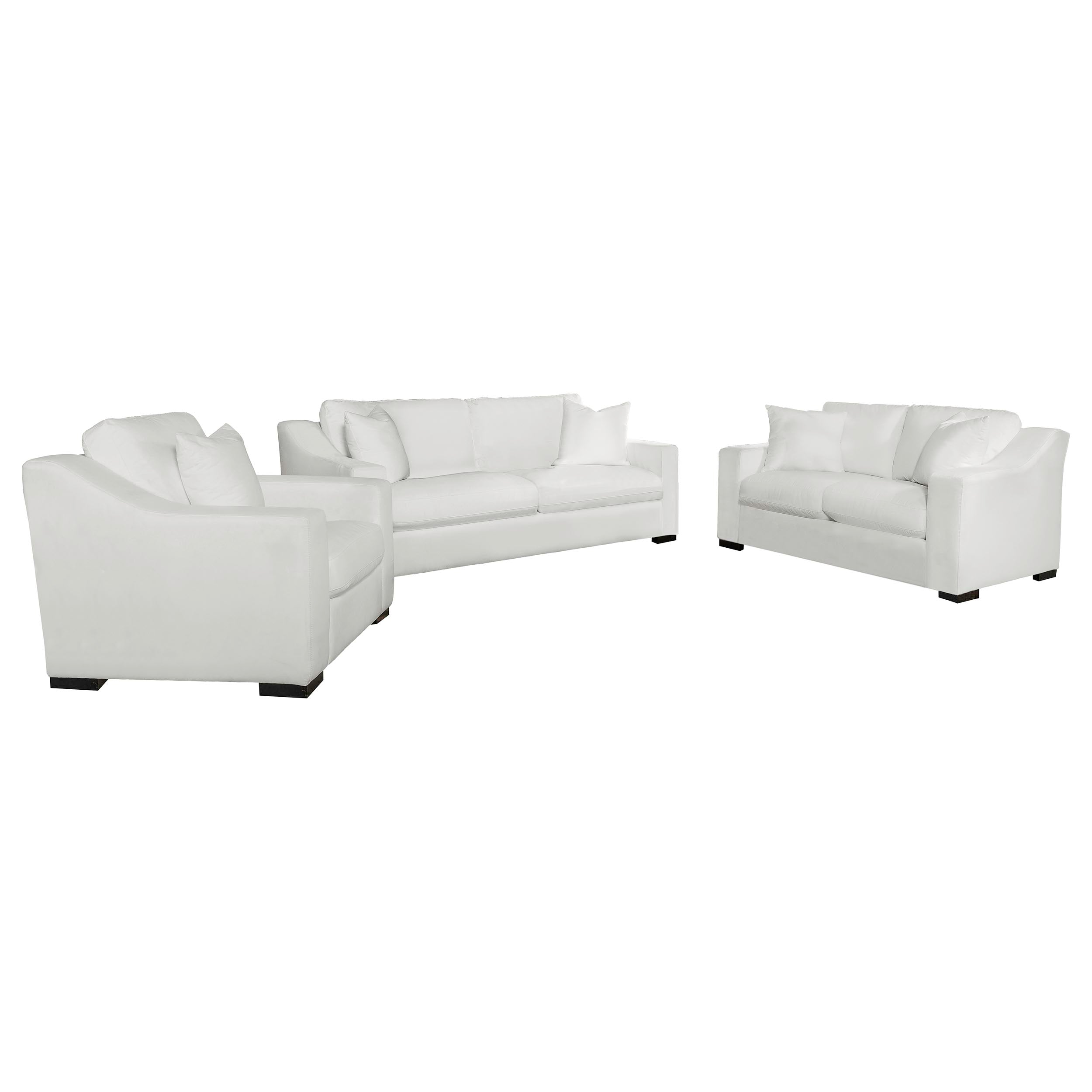 Ashlyn 3-piece Upholstered Sloped Arm Sofa Set White — view 2