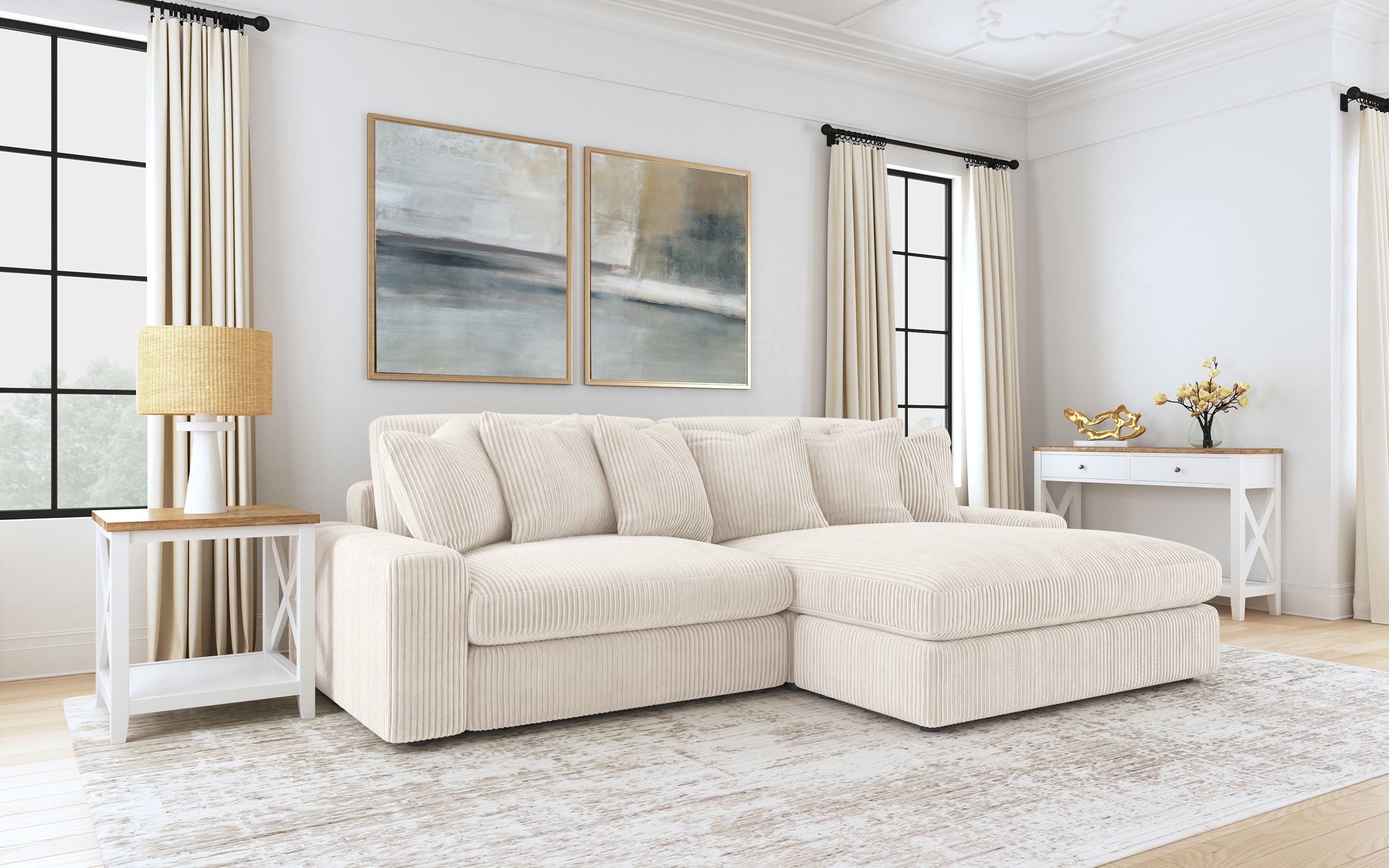 Blaine Upholstered Reversible Chaise Sectional Sofa Sand — view 2