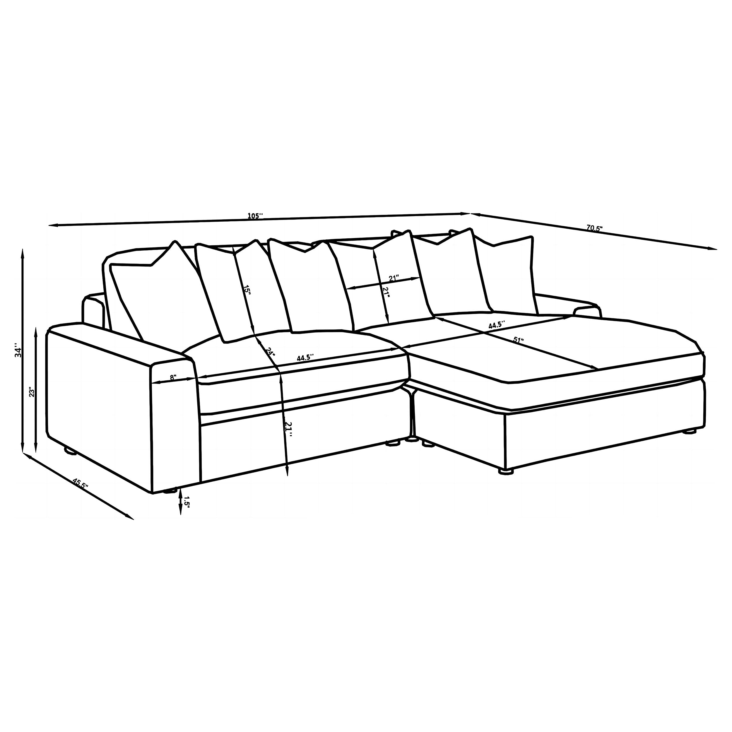 Blaine Upholstered Reversible Chaise Sectional Sofa Sand — view 20