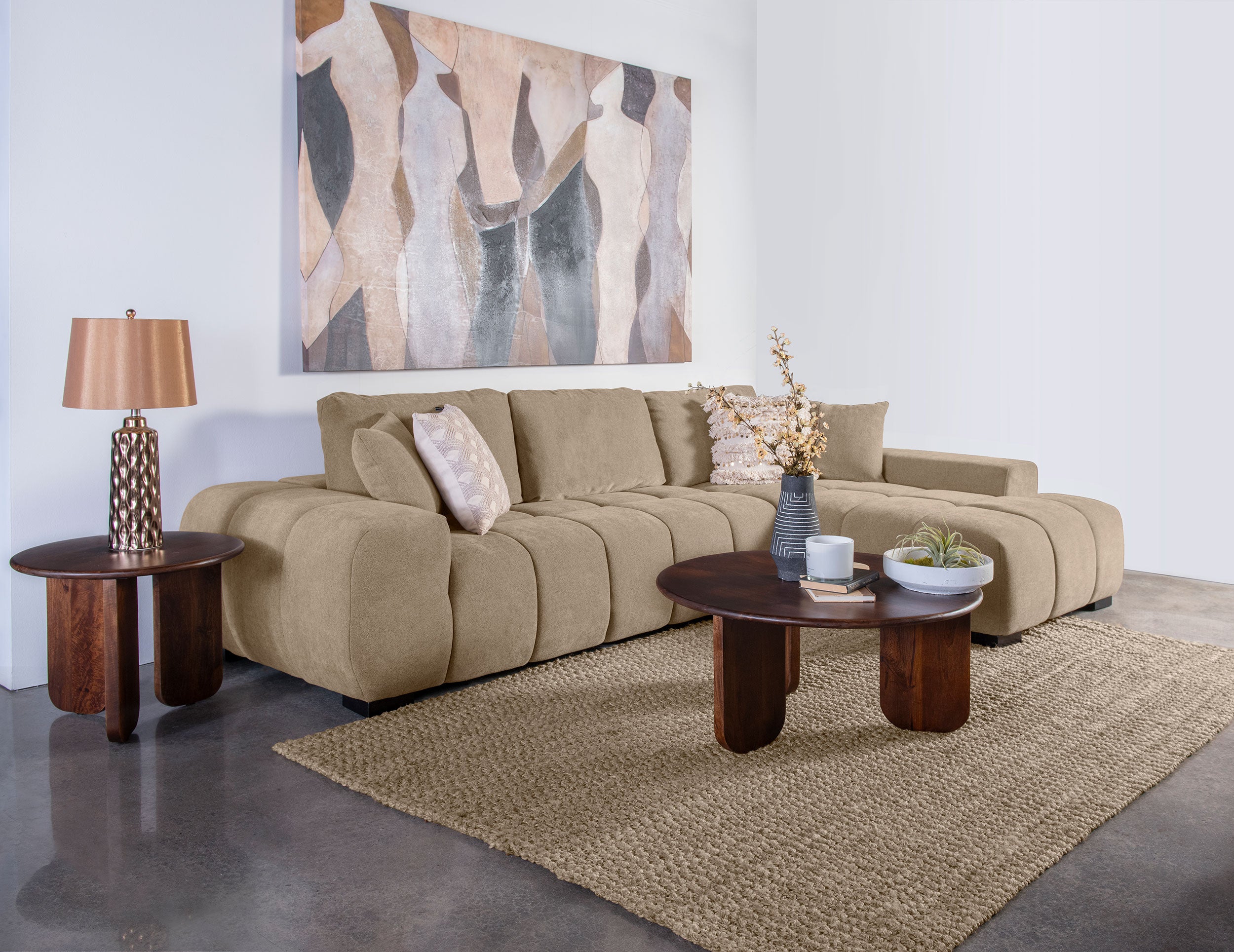 Octavia Upholstered Sectional Chaise Sofa Camel — view 2