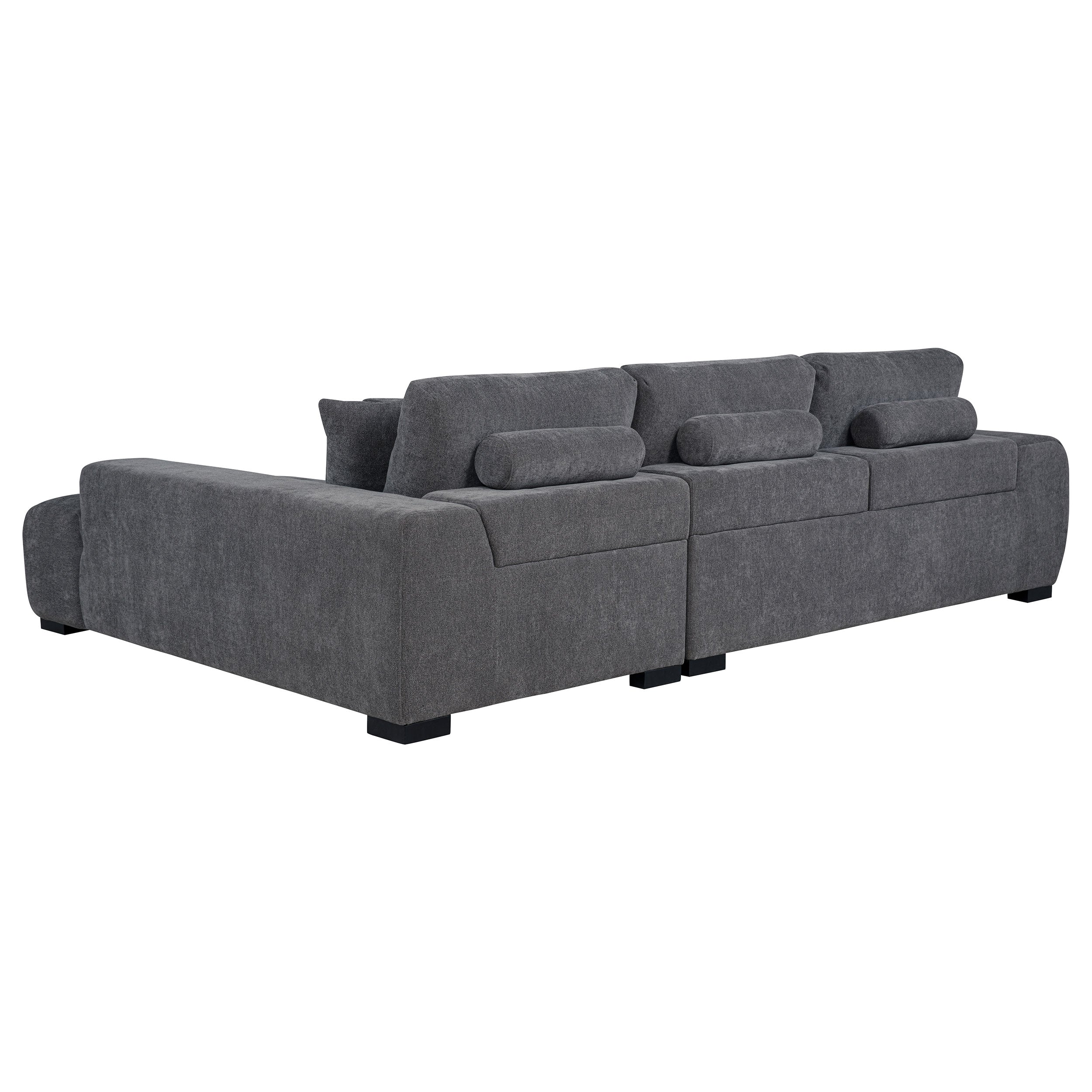 Octavia Upholstered Sectional Chaise Sofa Charcoal Grey — view 5