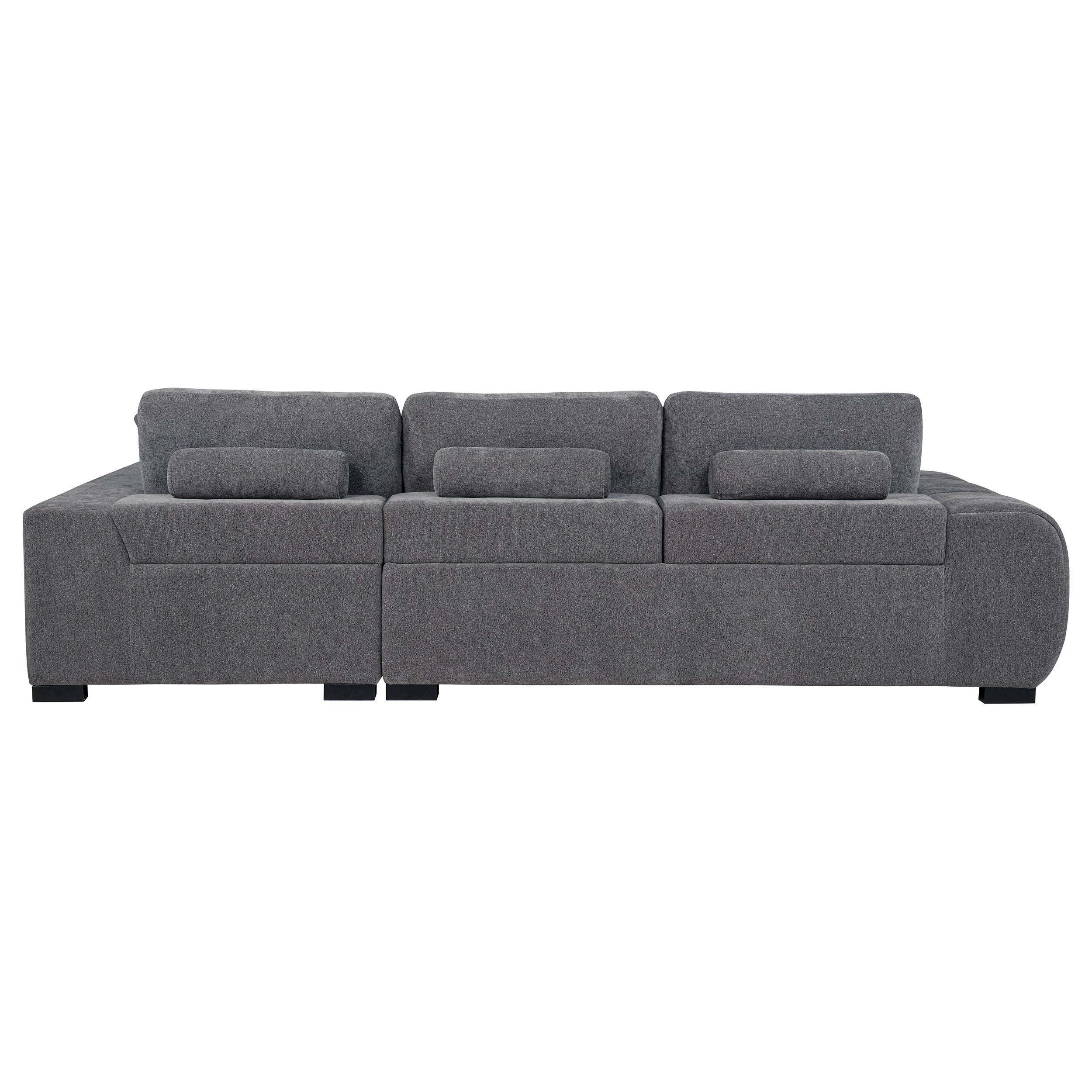 Octavia Upholstered Sectional Chaise Sofa Charcoal Grey — view 6