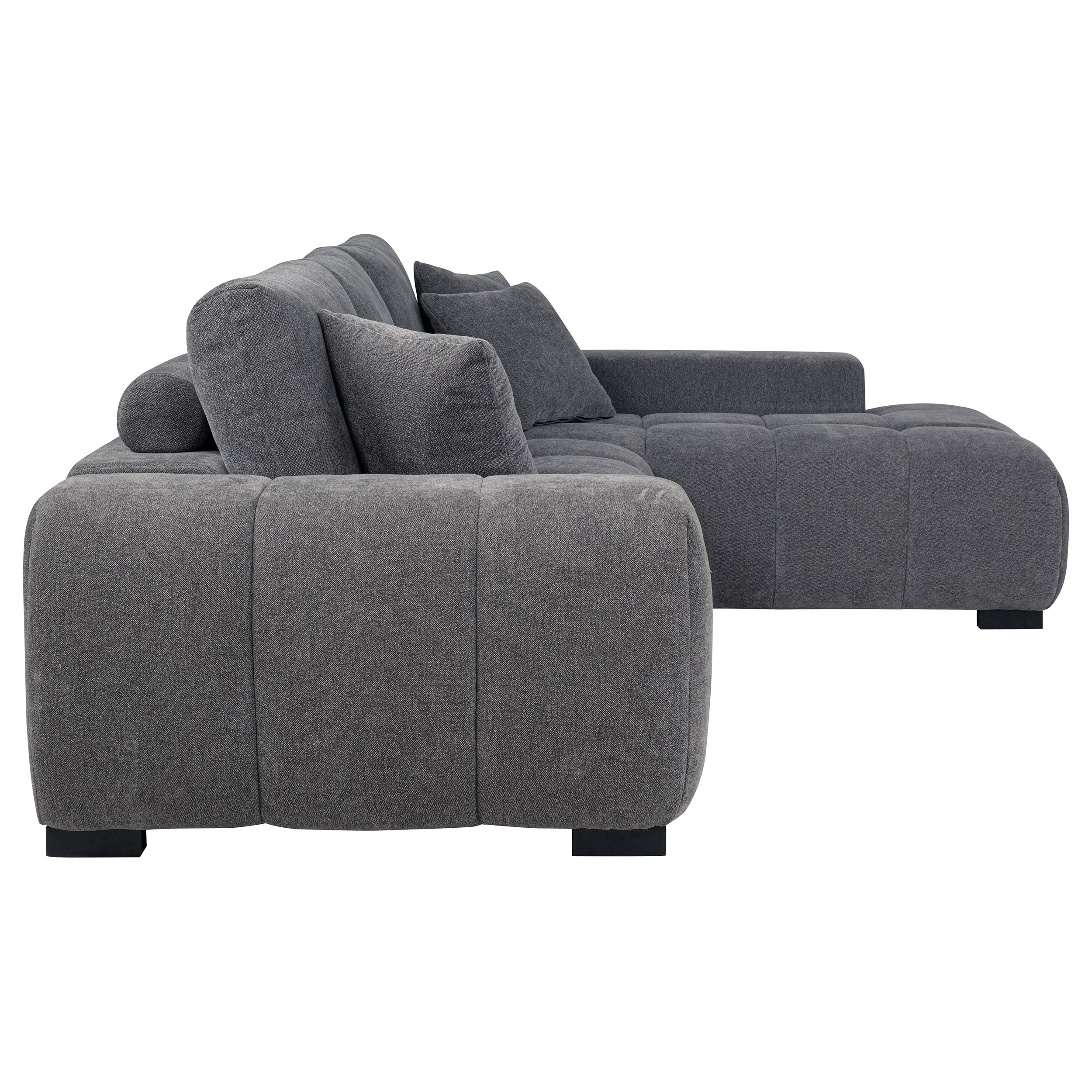 Octavia Upholstered Sectional Chaise Sofa Charcoal Grey — view 7