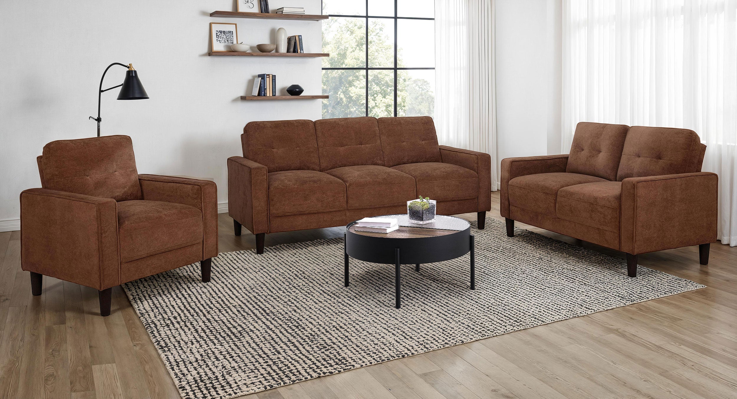 Bowen II Fabric Upholstered Track Arm Loveseat Rust — view 12