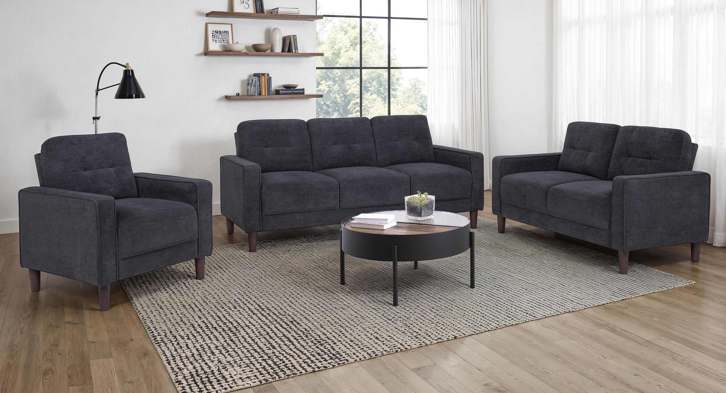 Bowen II Fabric Upholstered Track Arm Sofa Steel Grey — view 12
