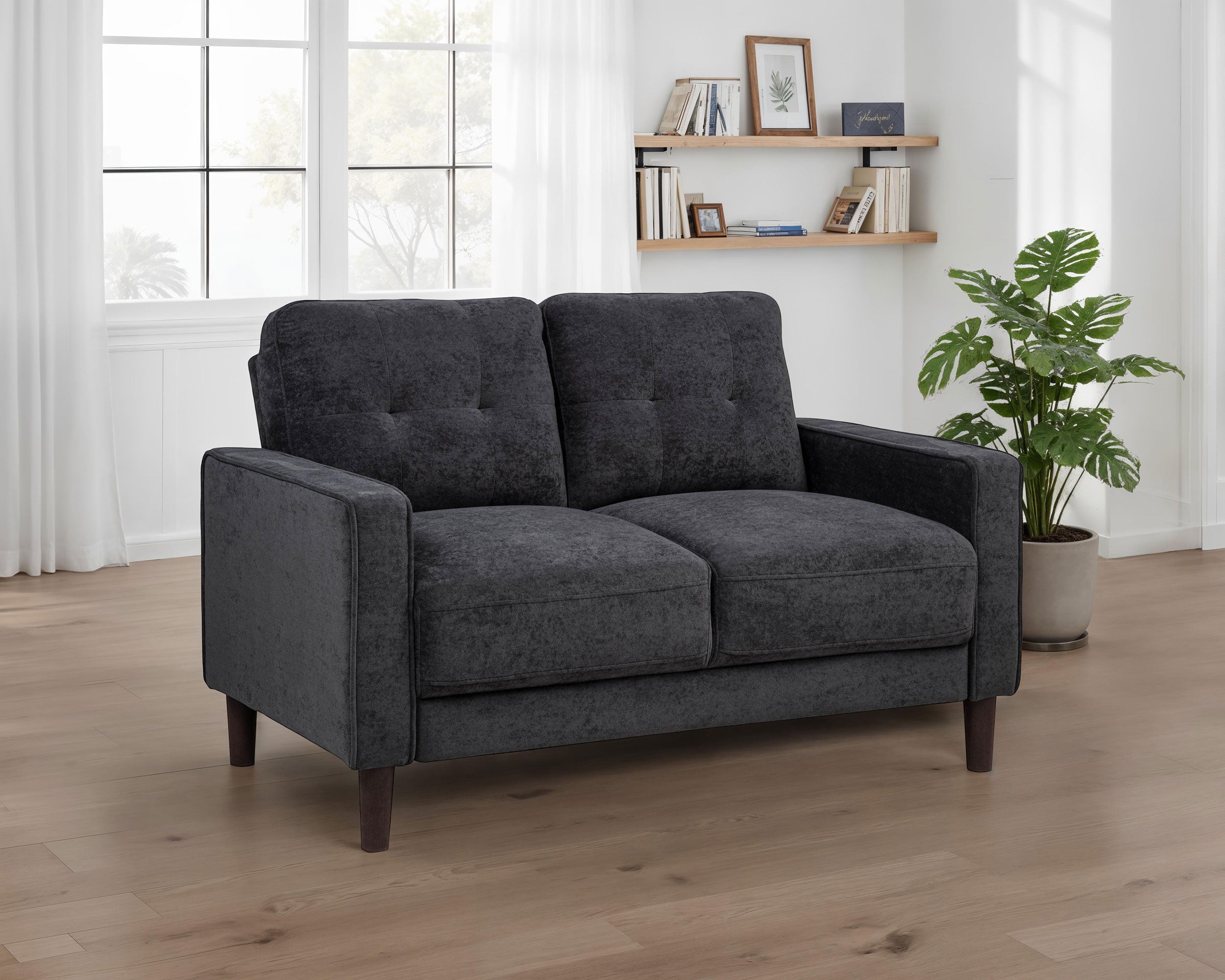 Bowen II Fabric Upholstered Track Arm Loveseat Steel Grey — view 2