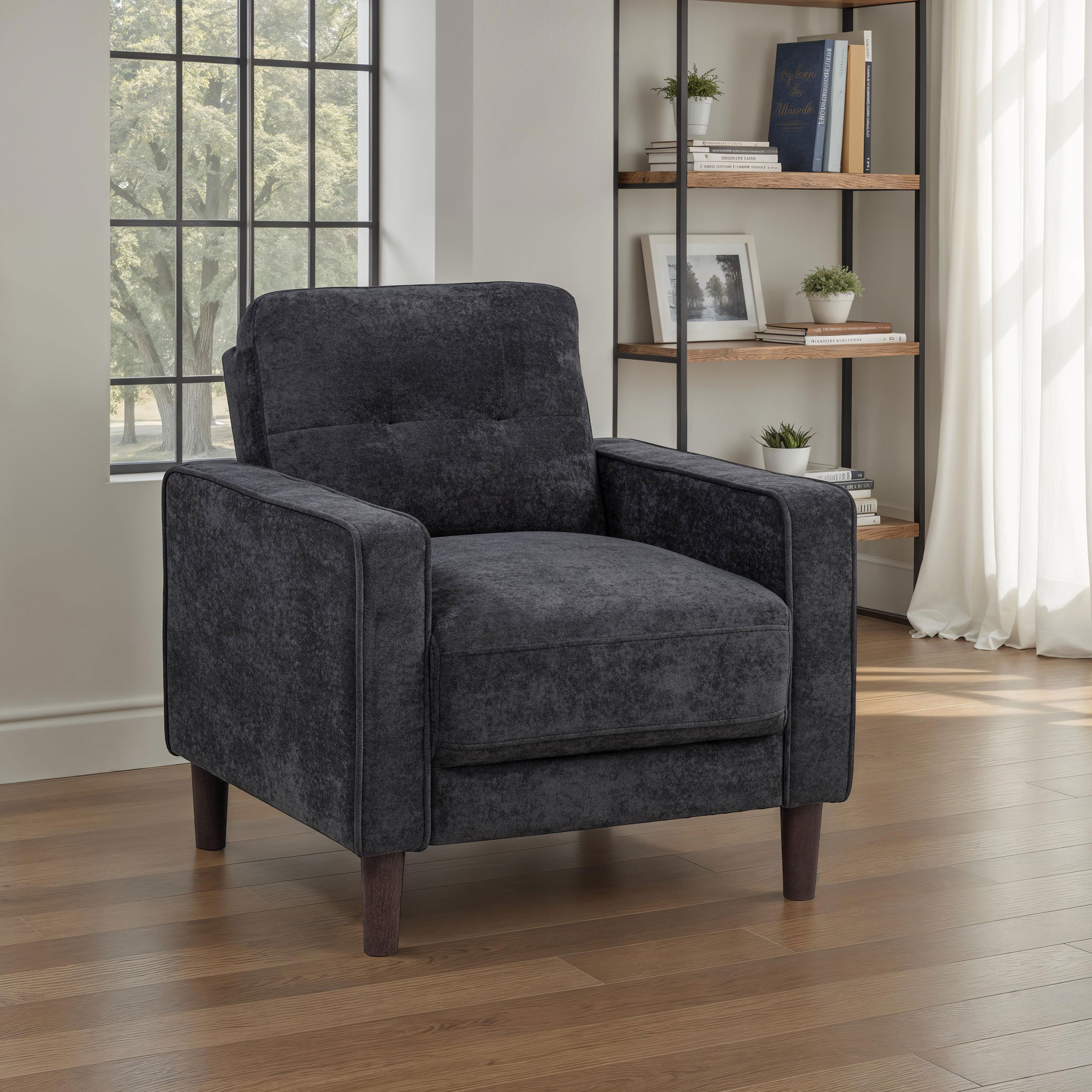 Bowen II Fabric Upholstered Track Arm Chair Steel Grey — view 2