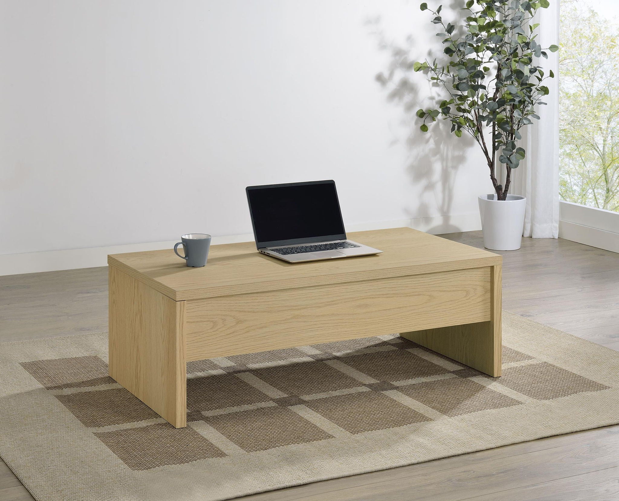 Canoga Engineered Wood Lift Top Coffee Table Light Oak - Atlantic Fine Furniture Melbourne FL