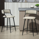 Counter Height Bar Stools With Powder Coating Base And Footrest (Set of 2) - Beige