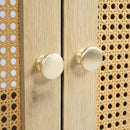 Bathroom Vanity With Handwoven Rattan Doors, Resin Basin - Natural Wood