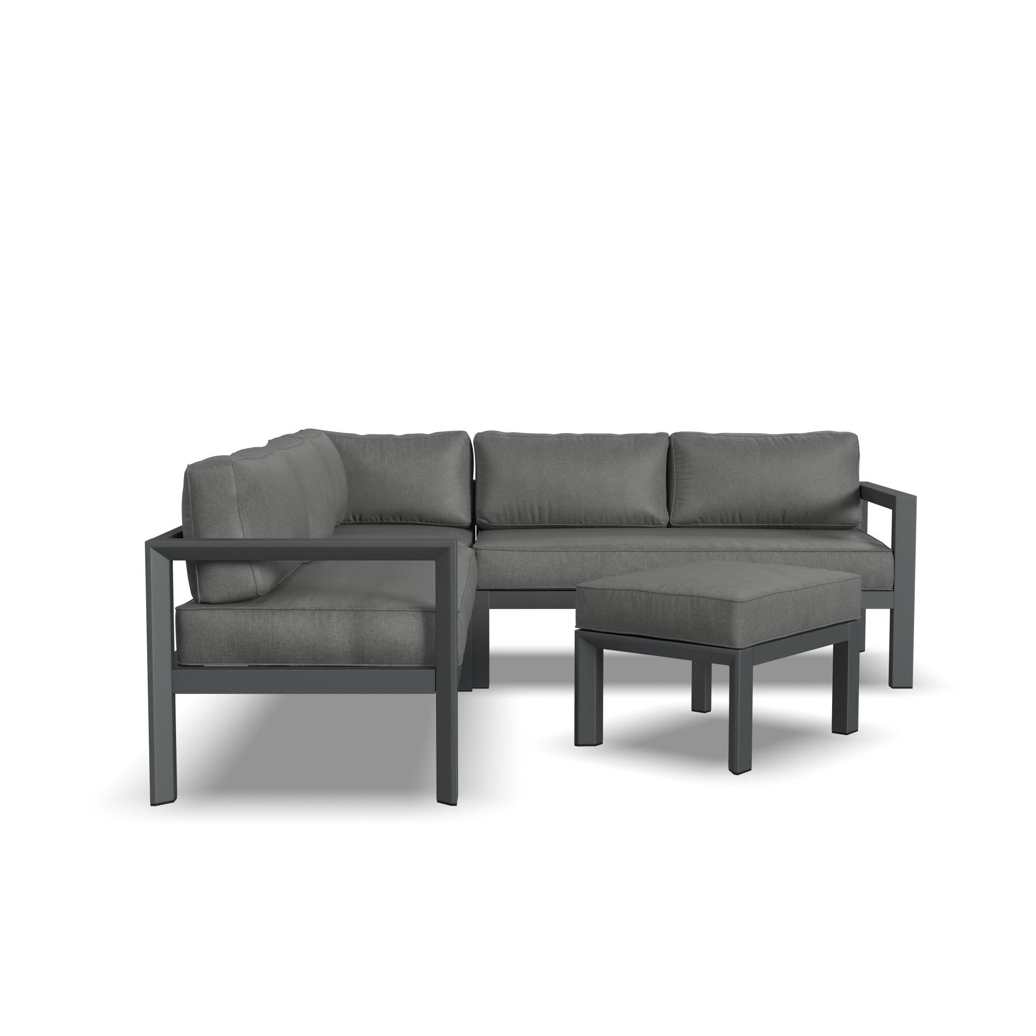 Grayton - 5 Seat Sectional, Ottoman - Dark Gray