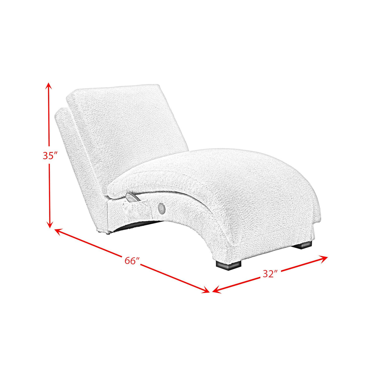 Nori Chaise With Heat Massage, USBC, LED in Black by Elements International, view 8