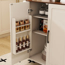 Kitchen Island Cart With Foldable Tabletop & Drop Leaf Mobile Breakfast Bar With Wood Top And Storage - White / Walnut