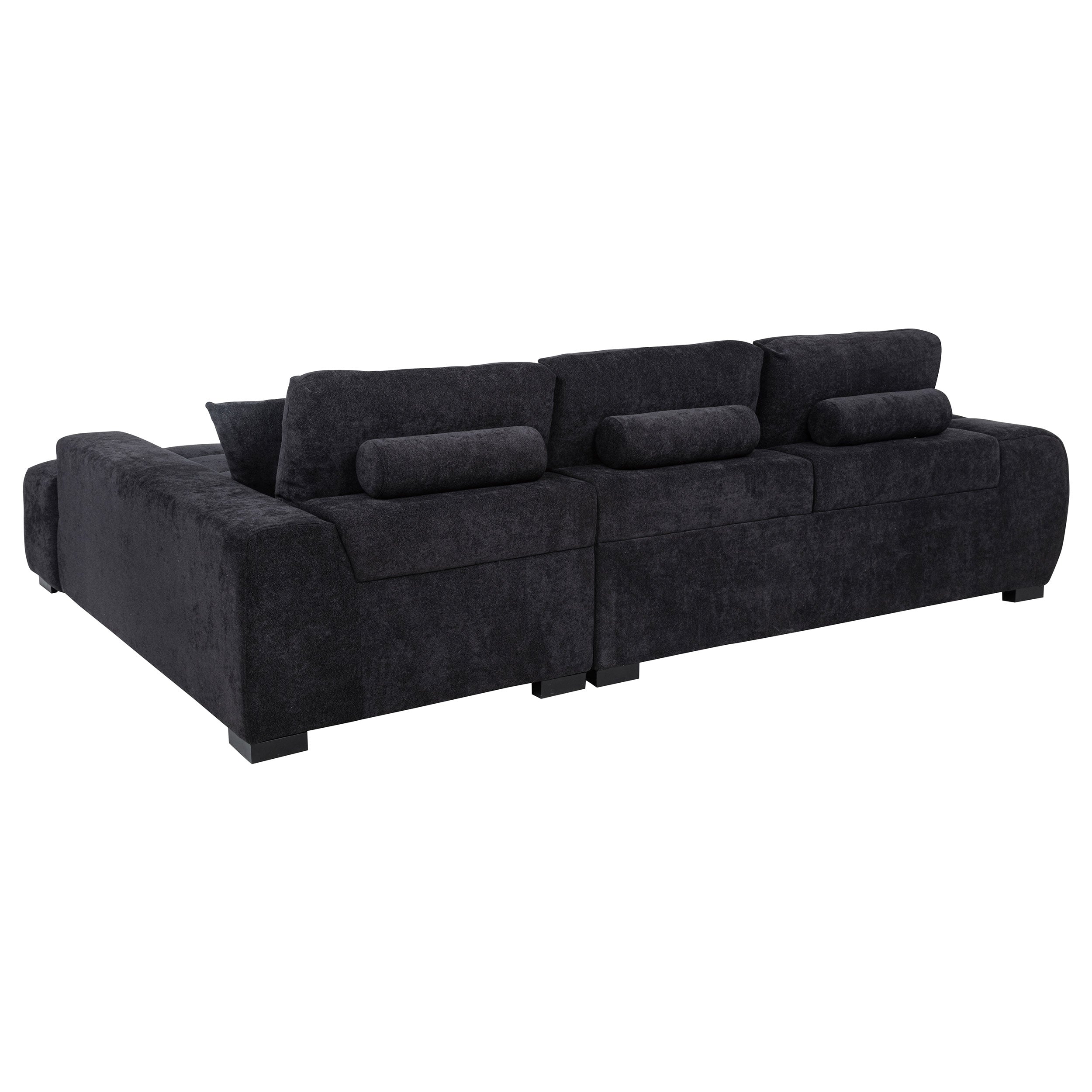 Octavia Upholstered Sectional Chaise Sofa Black — view 4
