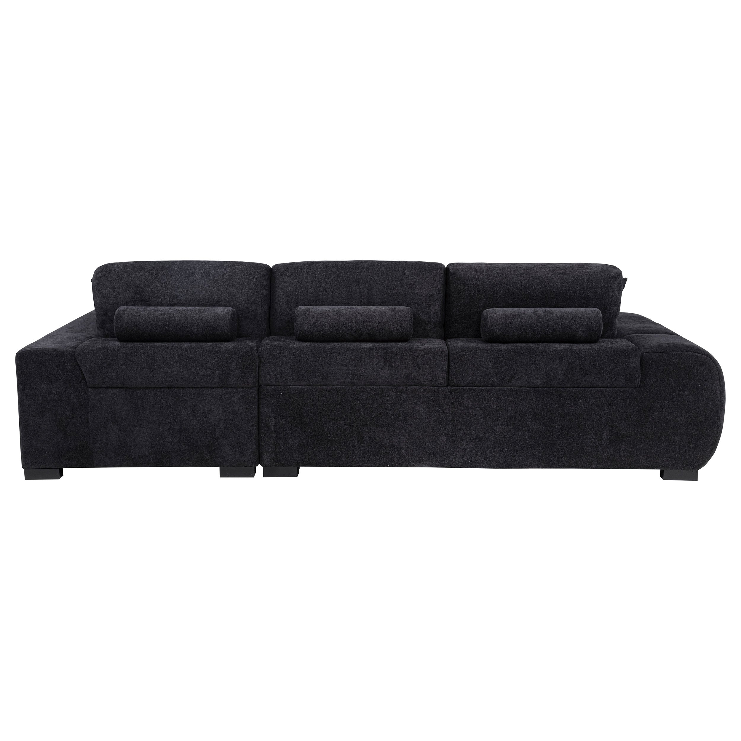 Octavia Upholstered Sectional Chaise Sofa Black — view 5