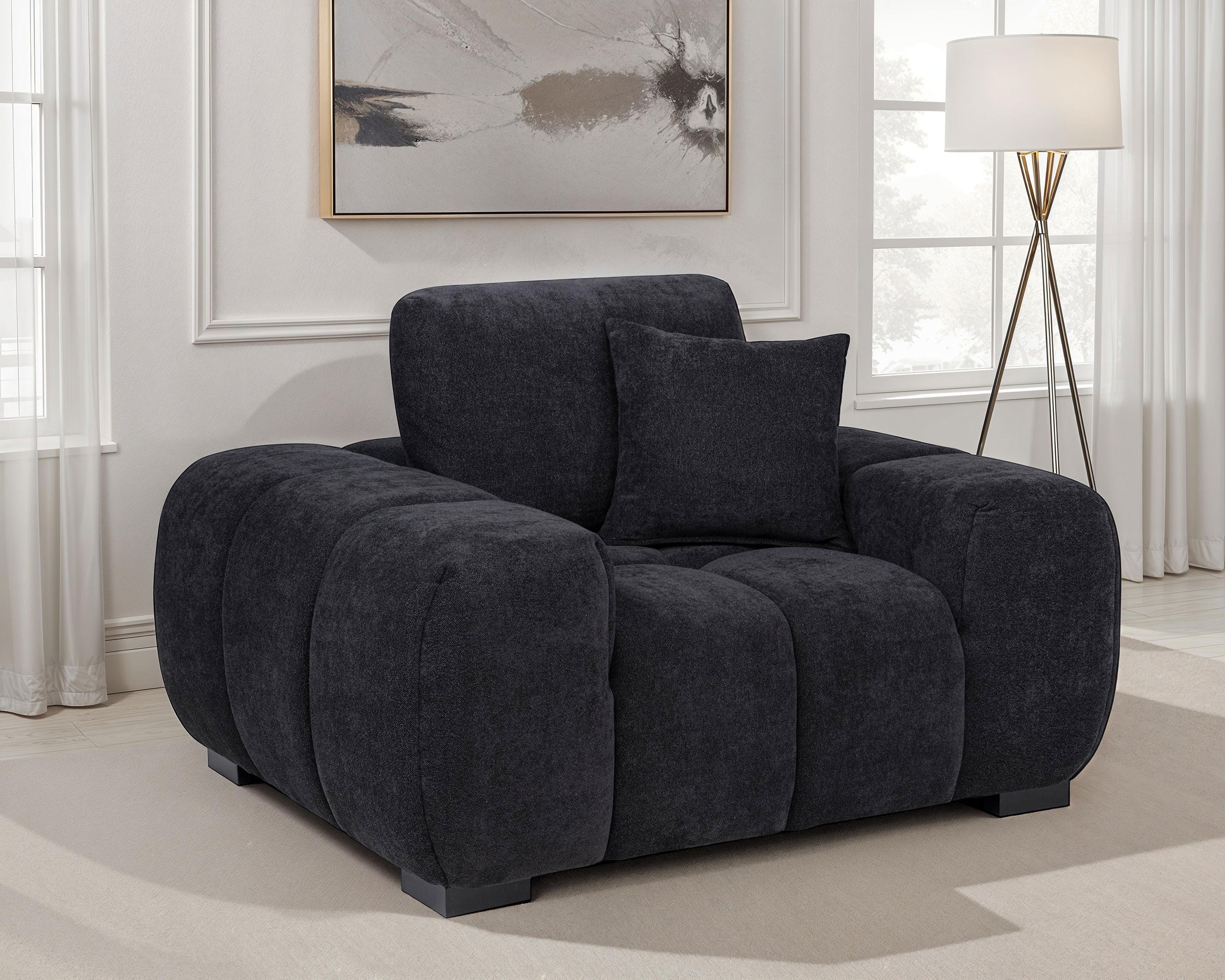Octavia Upholstered Track Arm Accent Chair Black — view 2