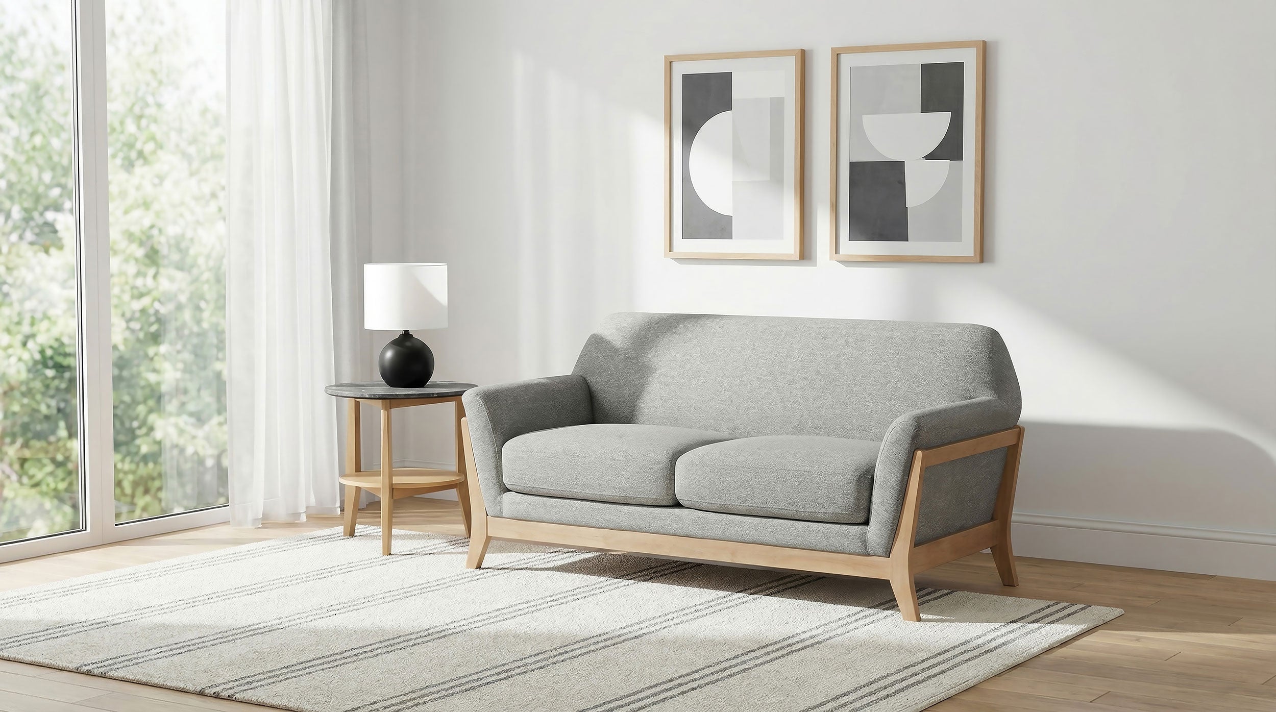 Vaughn Fabric Upholstered Flared Arm Loveseat Grey — view 2