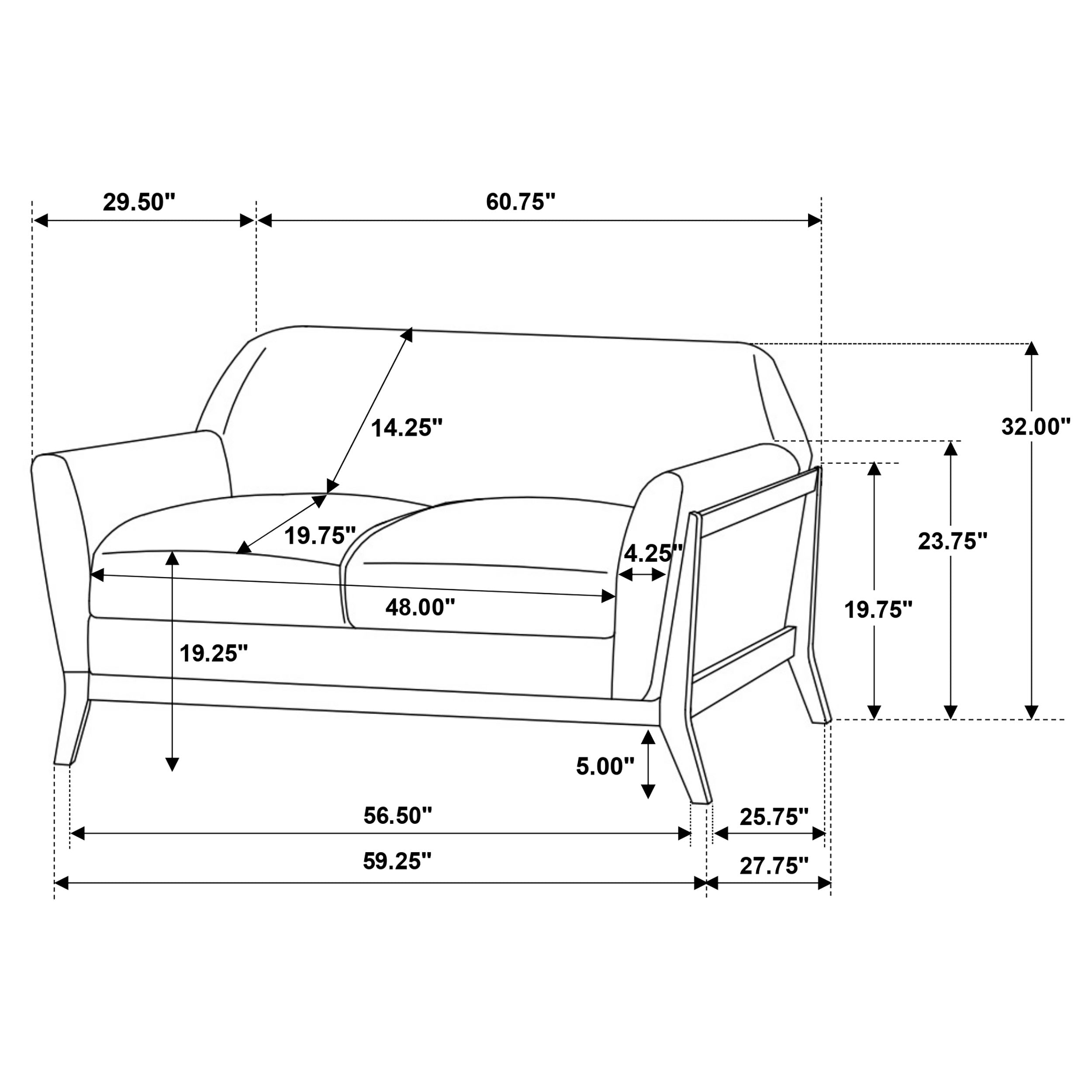 Vaughn Fabric Upholstered Flared Arm Loveseat Grey — view 10