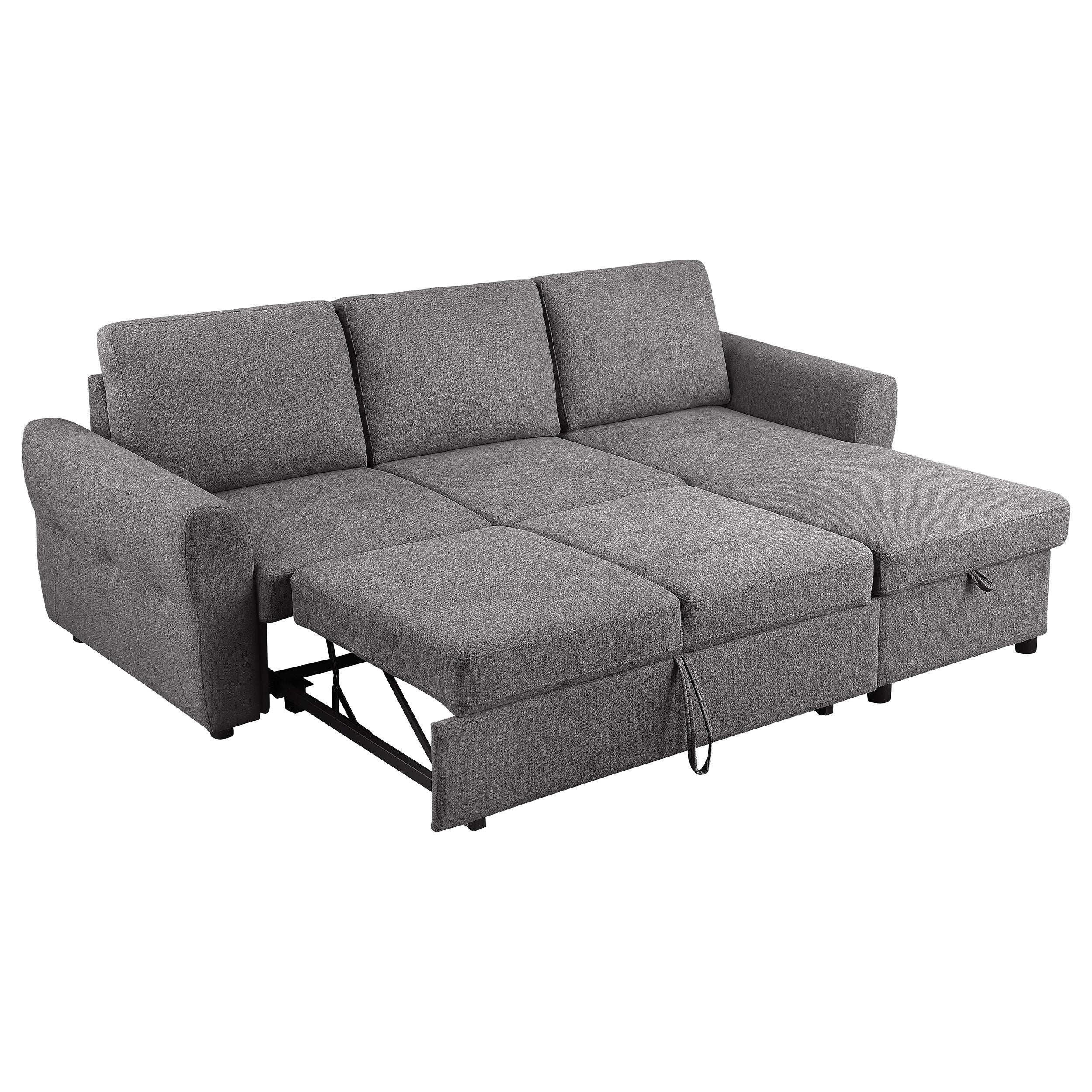 Samantha Upholstered Storage Sleeper Sectional Sofa Grey — view 8
