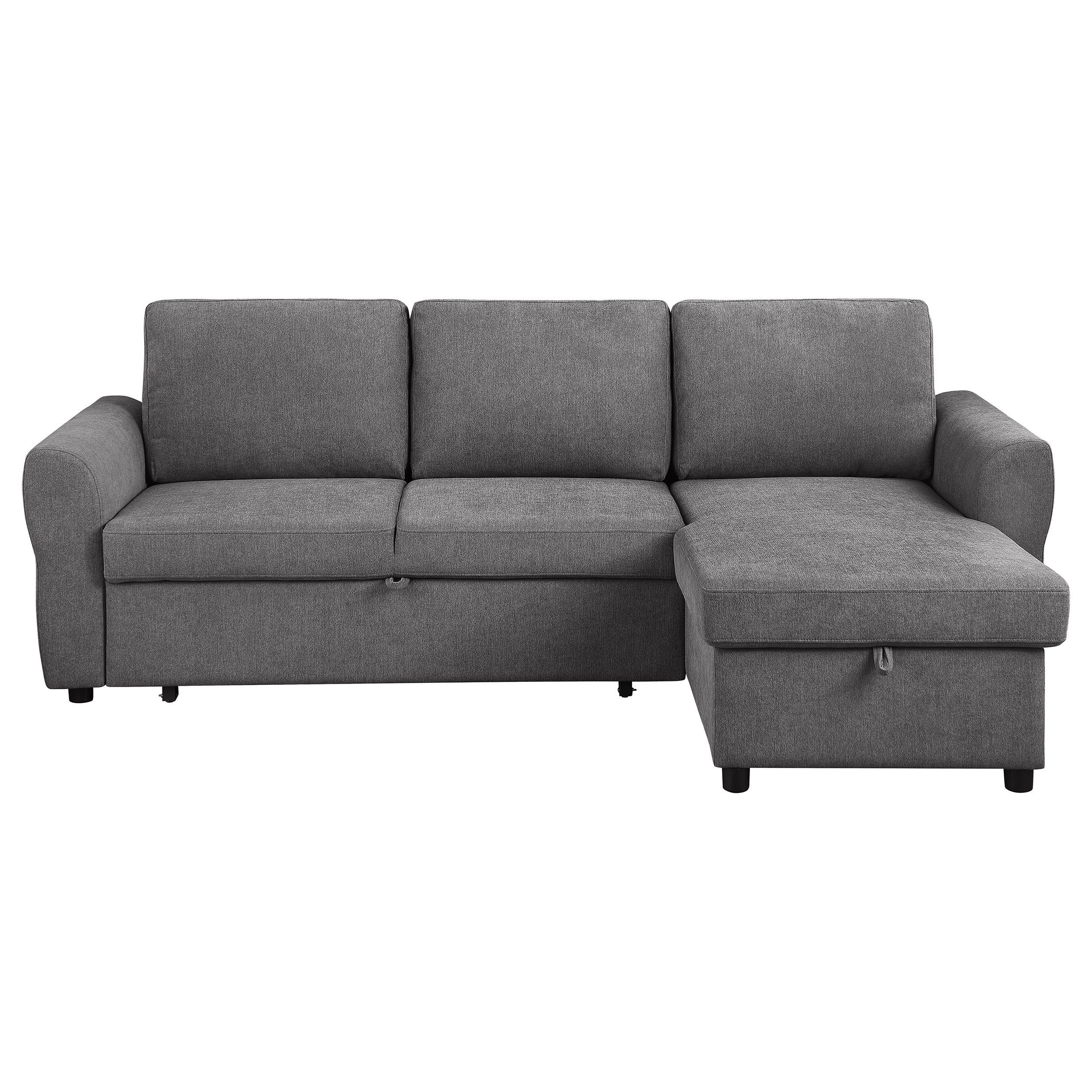 Samantha Upholstered Storage Sleeper Sectional Sofa Grey — view 9
