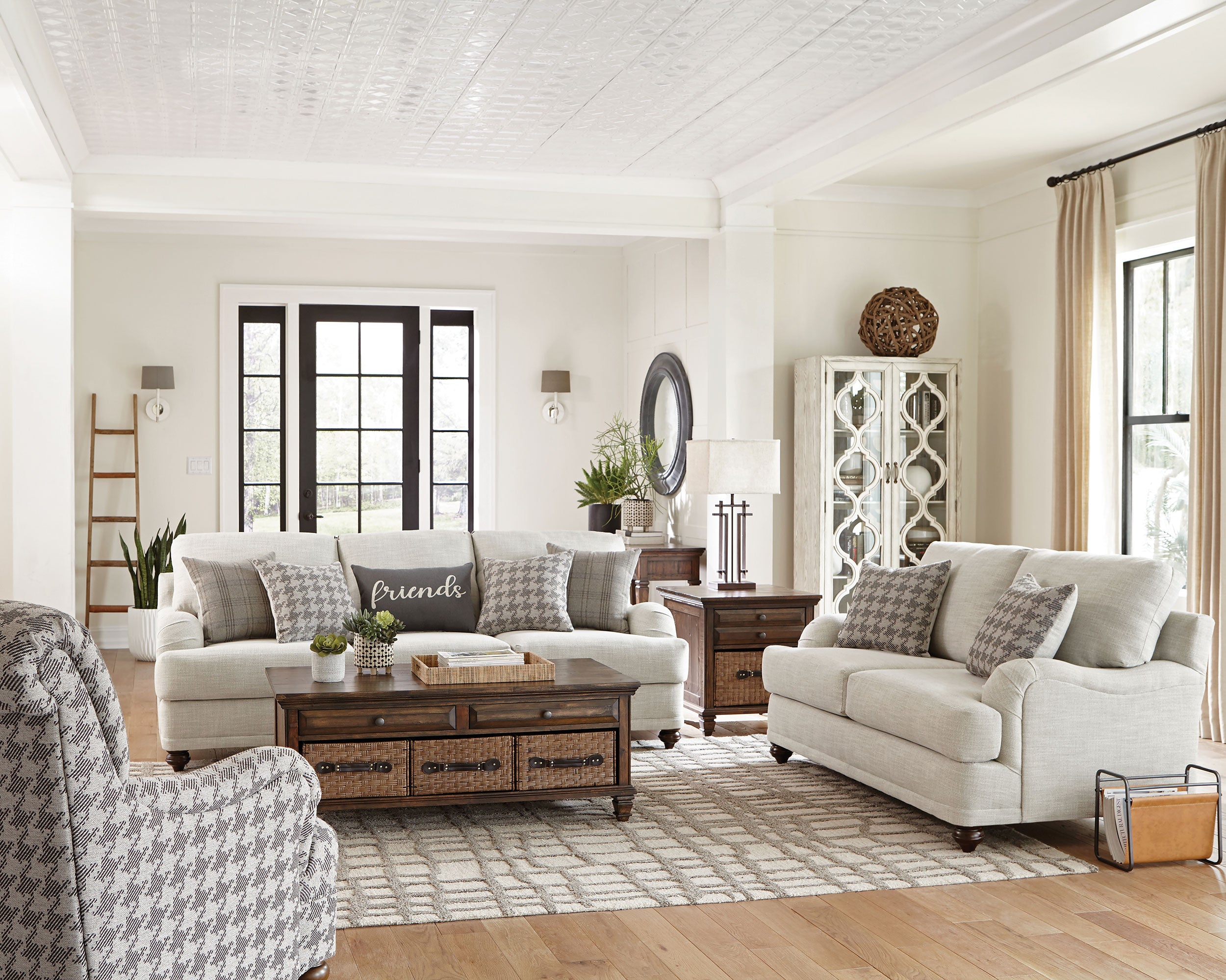 Glenn Upholstered English Arm Loveseat Light Grey and Grey — view 8