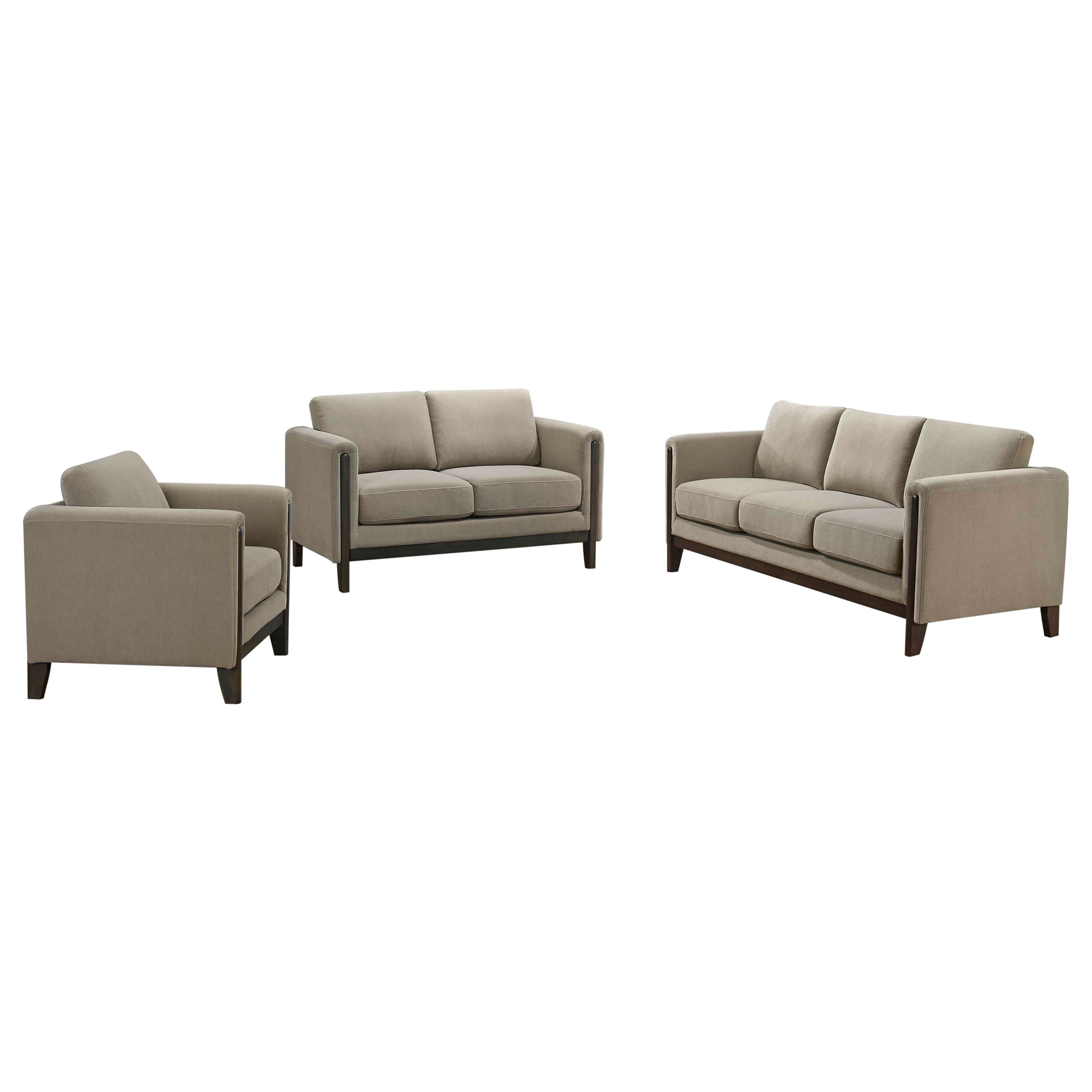 Islington 3-piece Upholstered Panel Arm Sofa Set Taupe — view 2