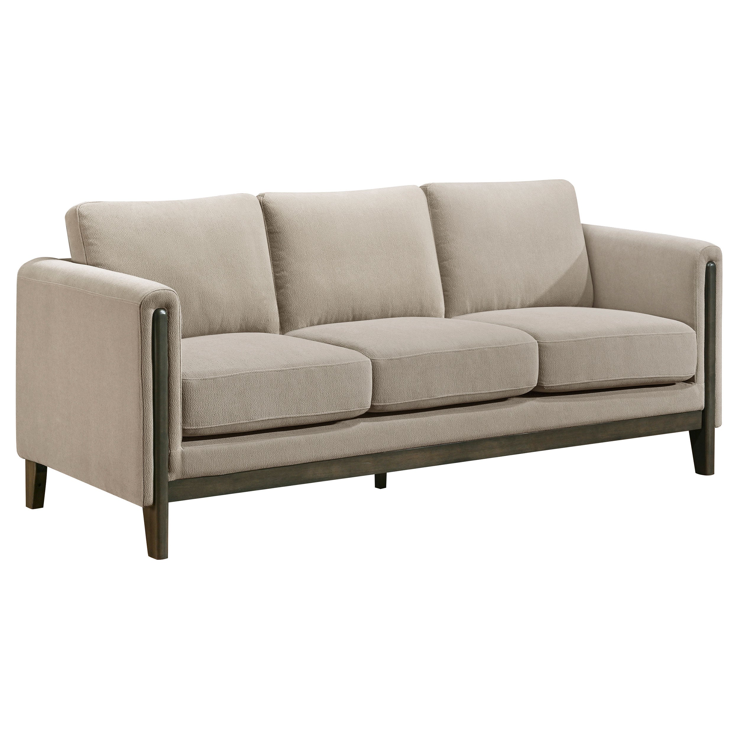 Islington Fabric Upholstered Panel Arm Sofa Taupe — view 1