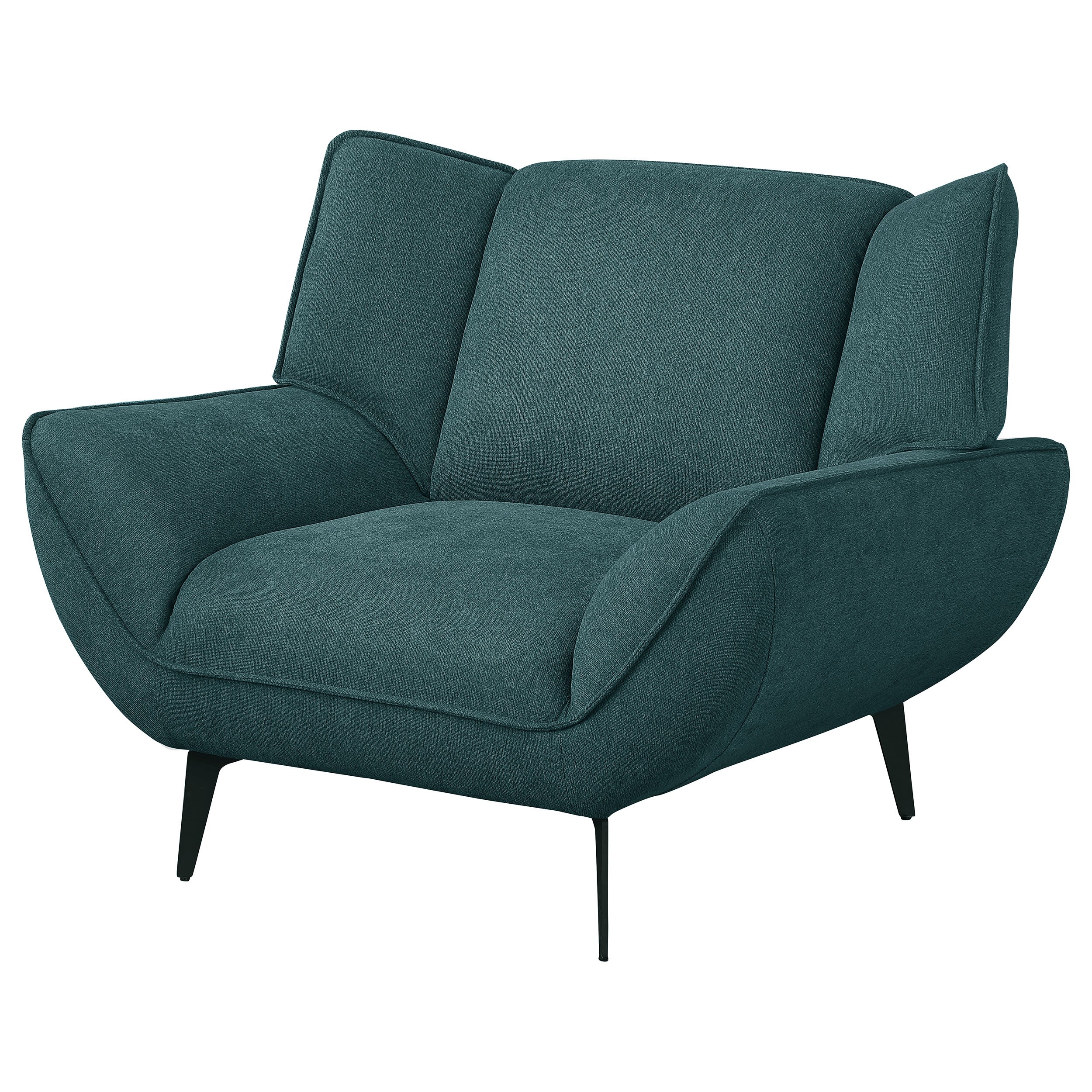 Acton Upholstered Flared Arm Accent Chair Teal Blue — view 4