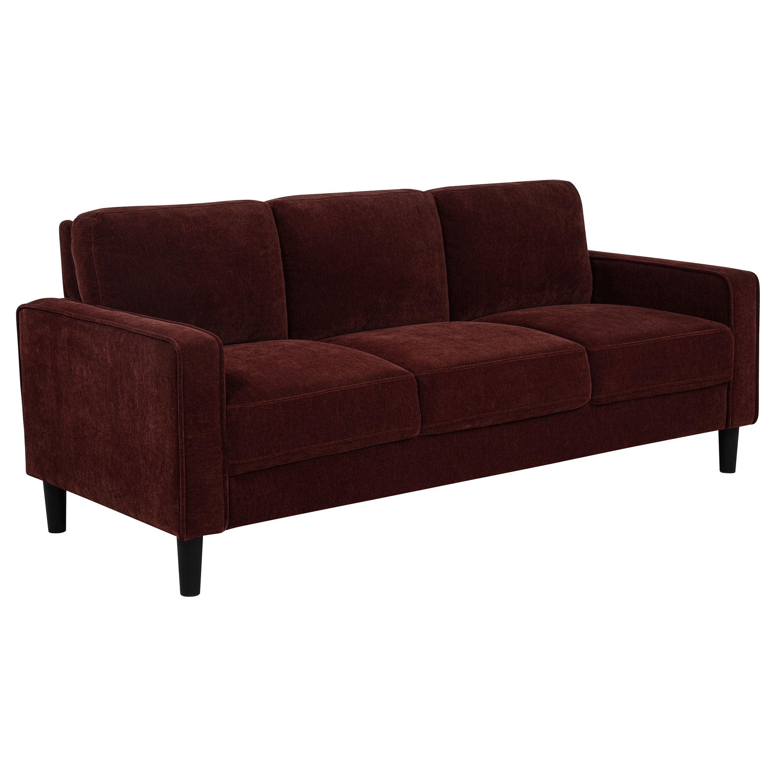 Ruth 3-piece Fabric Upholstered Track Arm Sofa Rust Red — view 3
