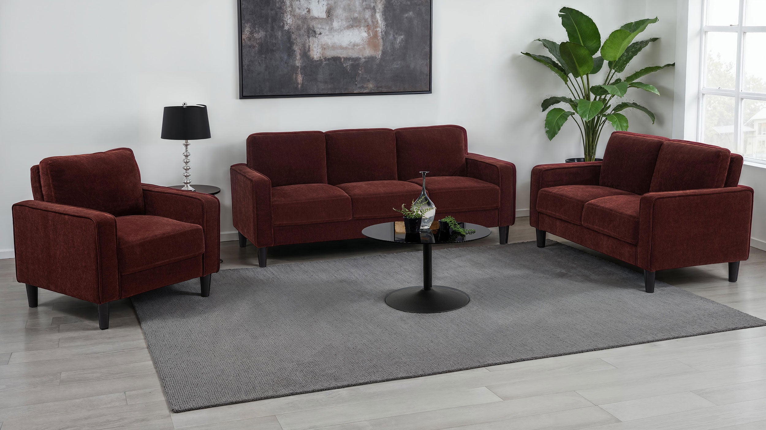 Ruth Fabric Upholstered Track Arm Accent Chair Rust Red — view 10