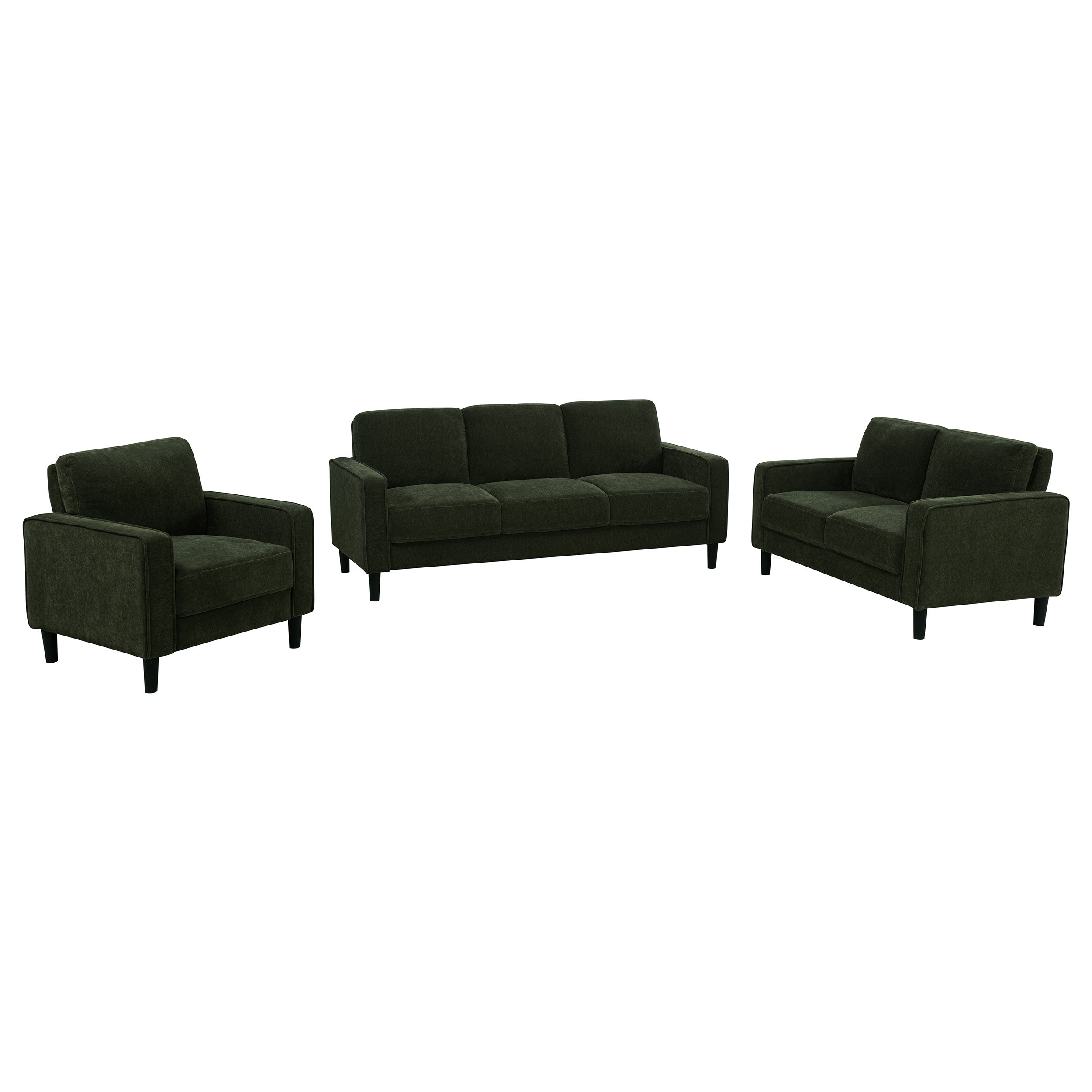 Ruth 3-piece Fabric Upholstered Track Arm Sofa Matcha Green — view 2