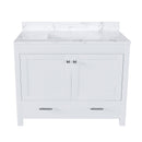 43" Bathroom Vanity With Artificial Marble Carrara Top Set, Multi Functional Cabinet With Doors And Drawer - White