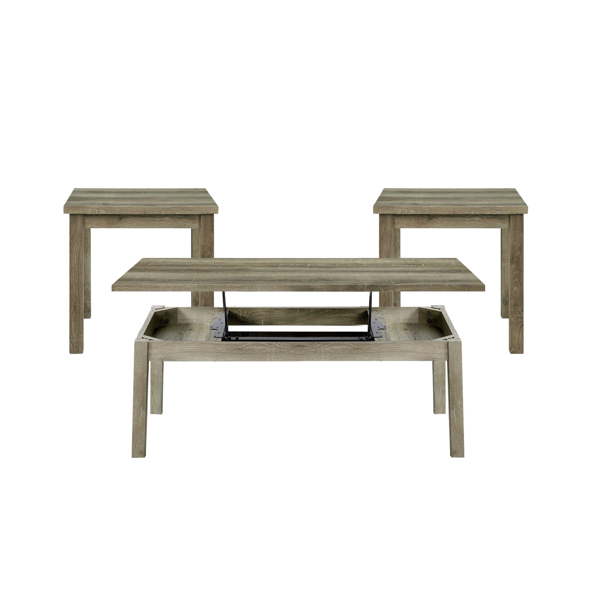 Oak Lawn Three Pack Occasional Set (Lift Top Coffee Table) in Paper by Elements International, view 6