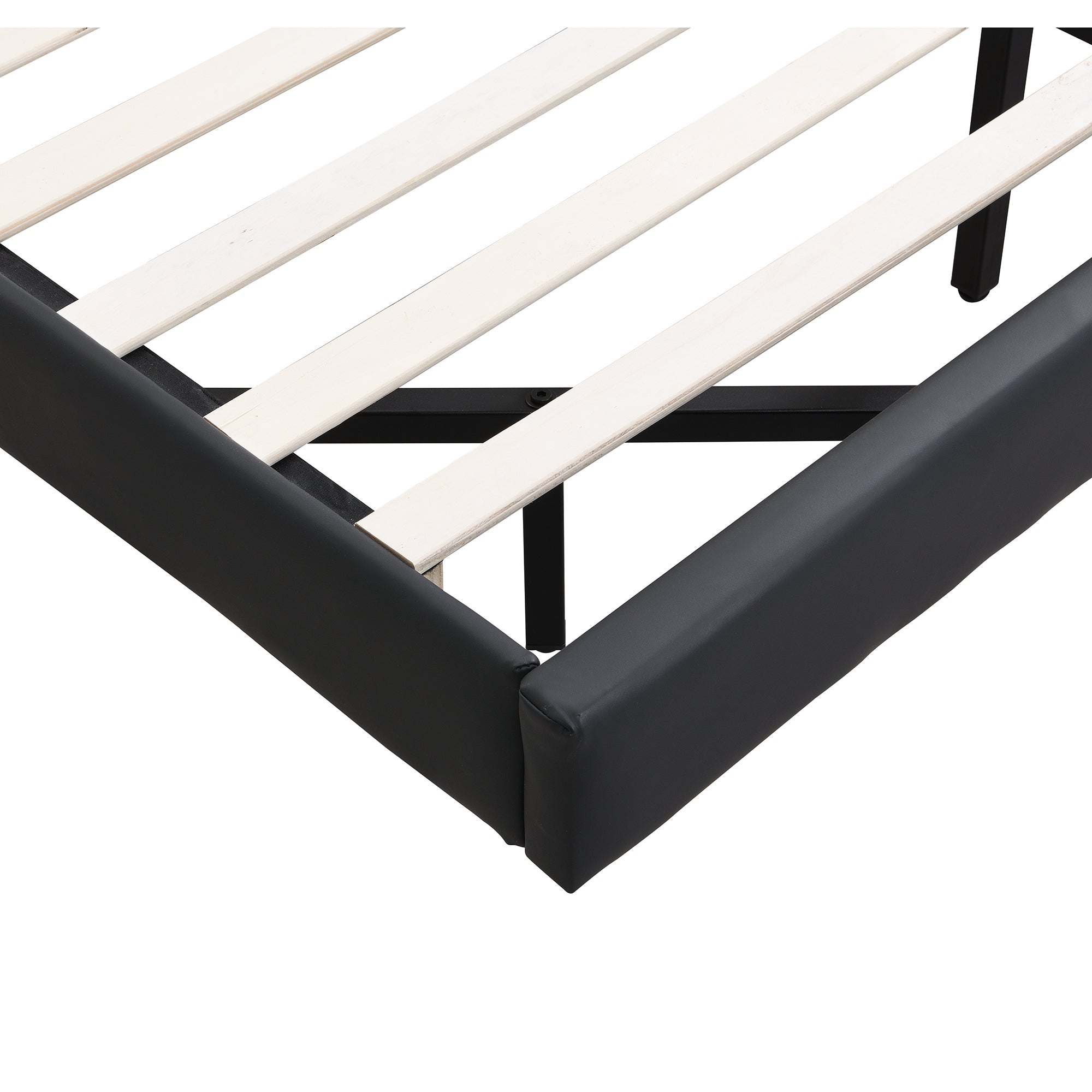 Full Size Upholstery Platform Bed Frame with LED Light Strips and Built-in Storage Space,Black - Atlantic Fine Furniture Melbourne FL