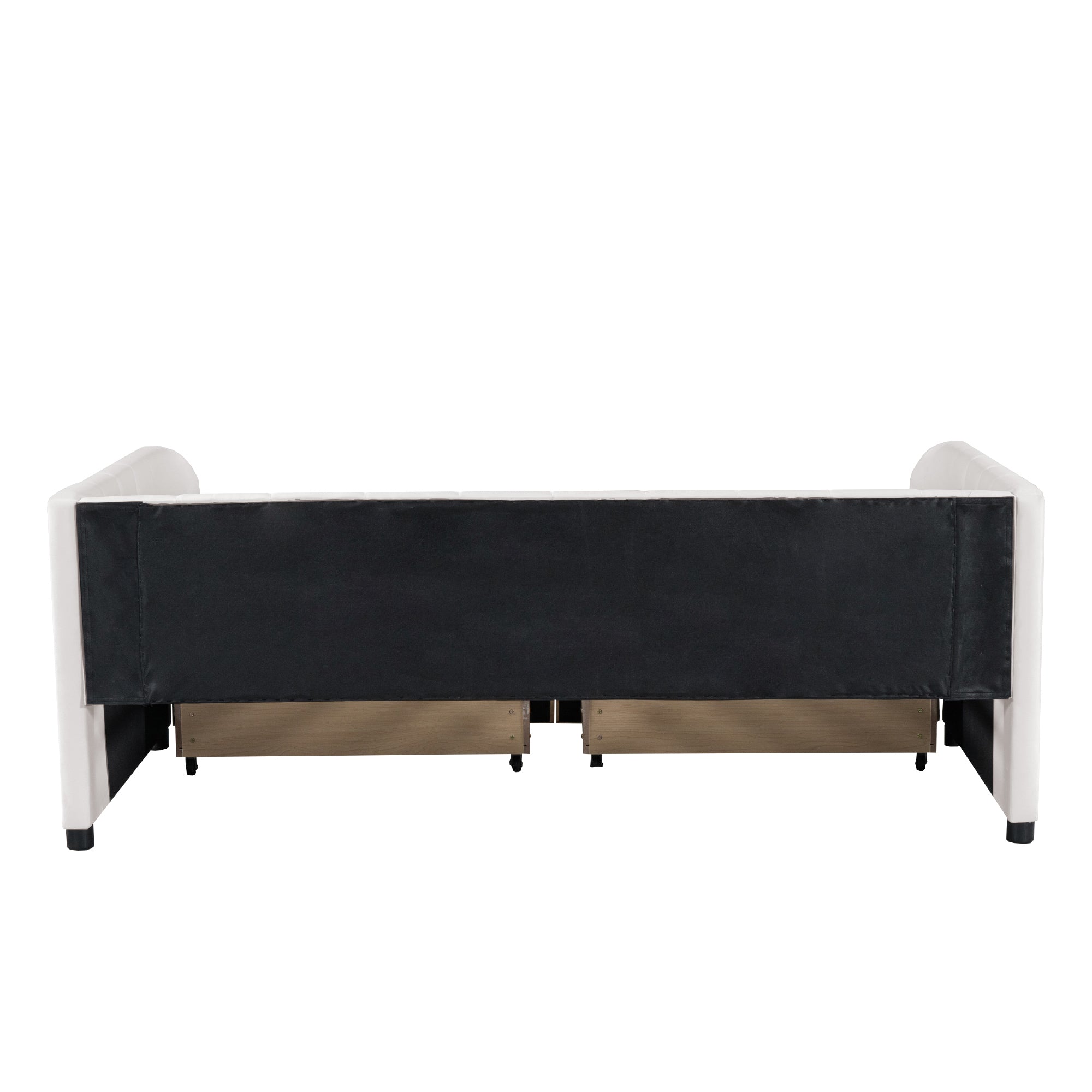 Twin Size Upholstered Daybed with Ergonomic Design Backrest and 2 Drawers, Beige - Atlantic Fine Furniture Melbourne FL