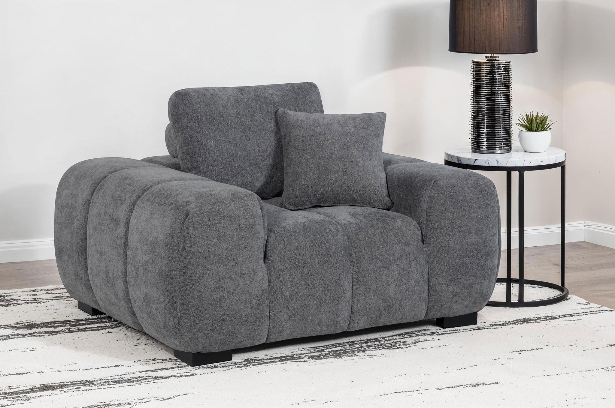 Octavia Upholstered Track Arm Accent Chair Charcoal Grey - Atlantic Fine Furniture Melbourne FL