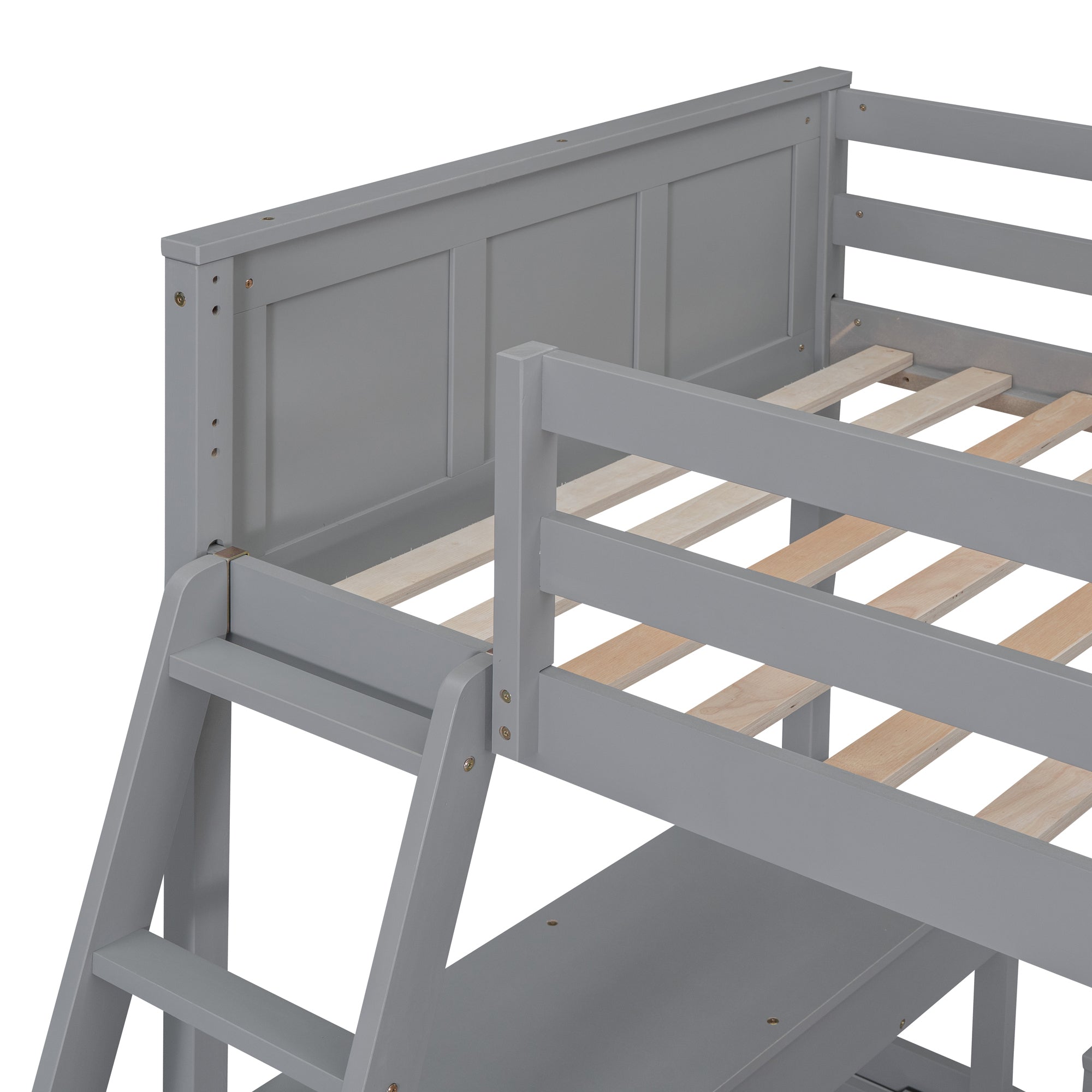Twin Over Full Bunk Bed with Desk, Gray - Atlantic Fine Furniture Melbourne FL