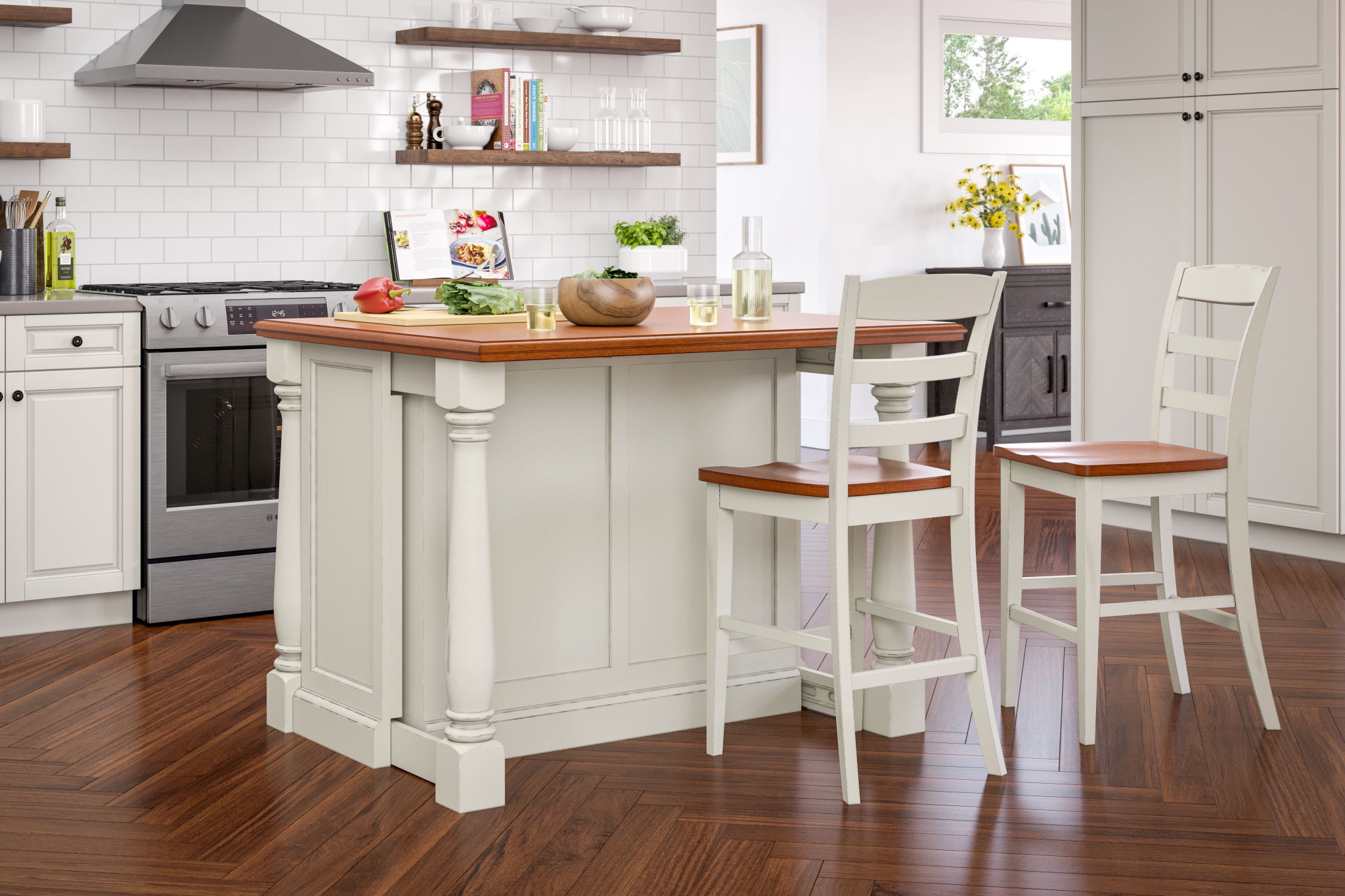 Monarch - Kitchen Island Set - White