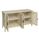 Hollowed Out Cabinet With 4 Doors, Suitable For Bedroom - Natural